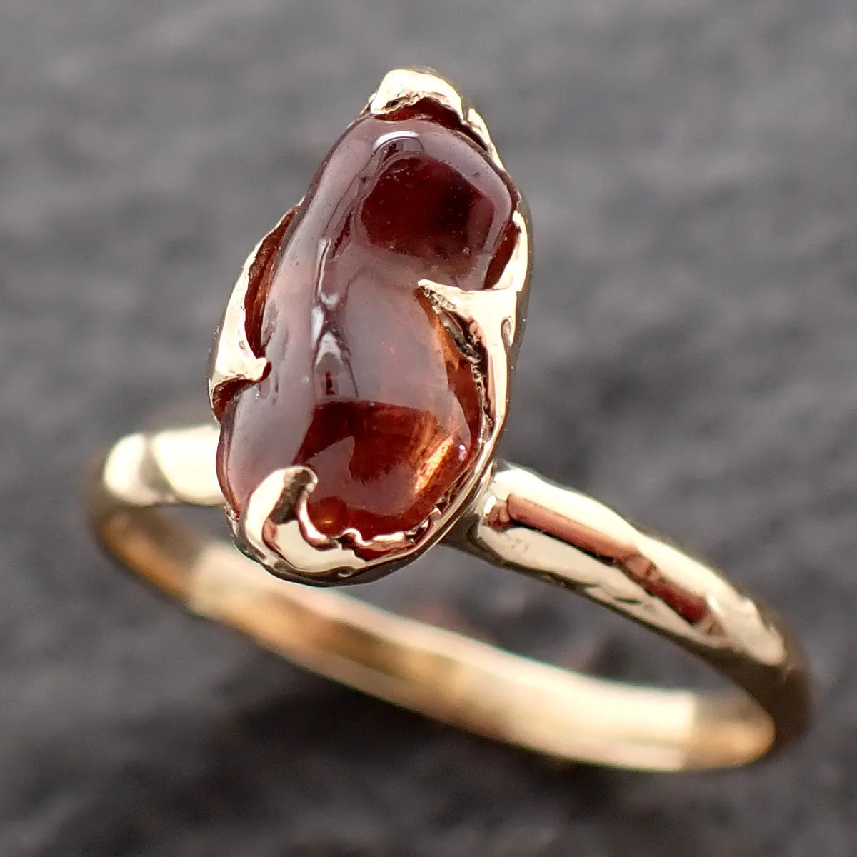 Sapphire tumbled honey orange 18k yellow gold Solitaire gemstone ring 2635