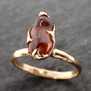 Sapphire tumbled honey orange 18k yellow gold Solitaire gemstone ring 2635