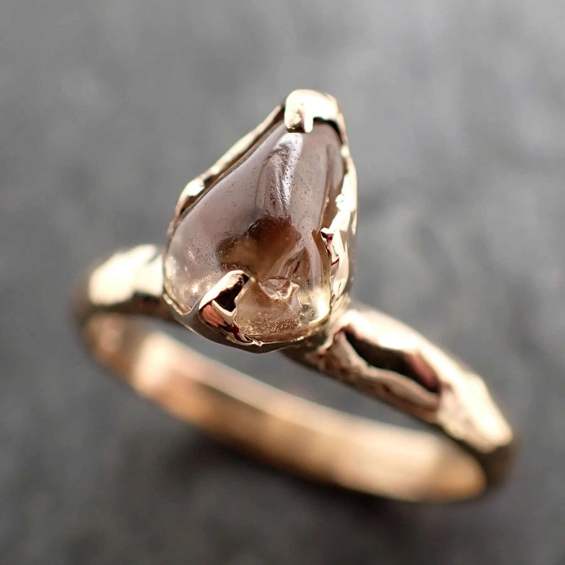 Sapphire tumbled honey orange 18k yellow gold Solitaire gemstone ring 2895