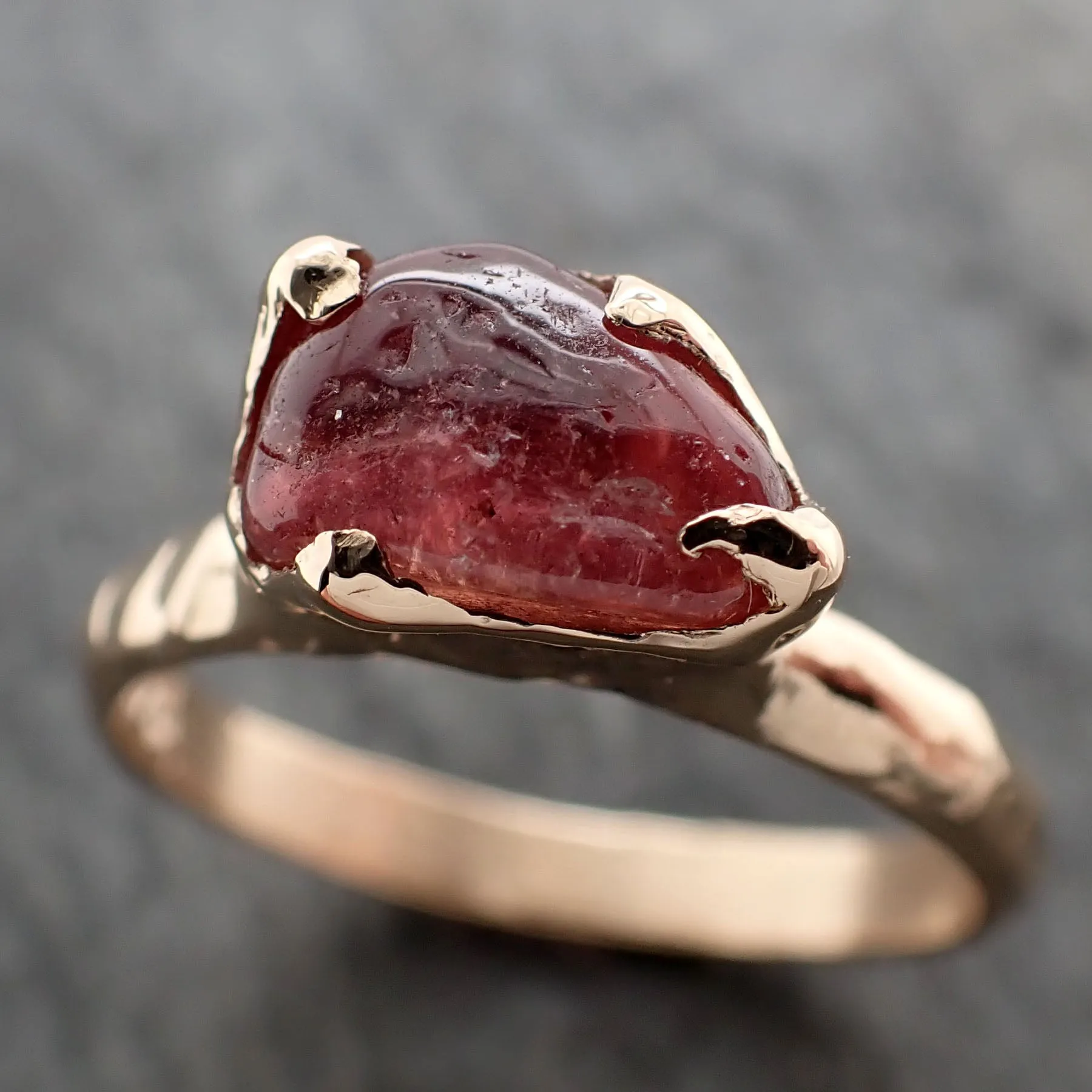 Sapphire tumbled hot pink tumbled yellow 14k gold Solitaire gemstone ring 2841