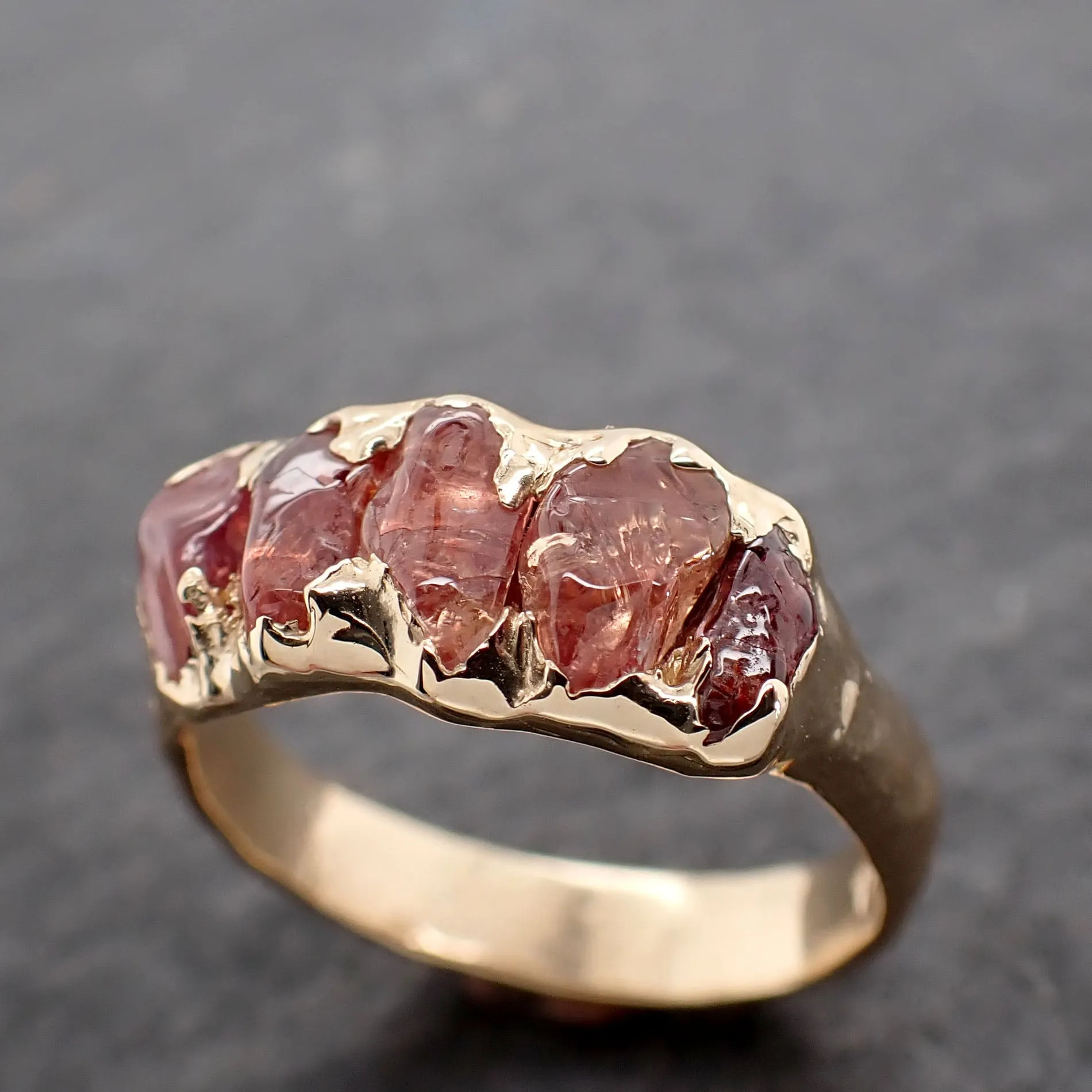 Sapphire tumbled orange tumbled yellow 18k gold gemstone band 2655