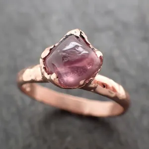 Sapphire tumbled pink tumbled 14k Rose gold Solitaire gemstone ring 2877