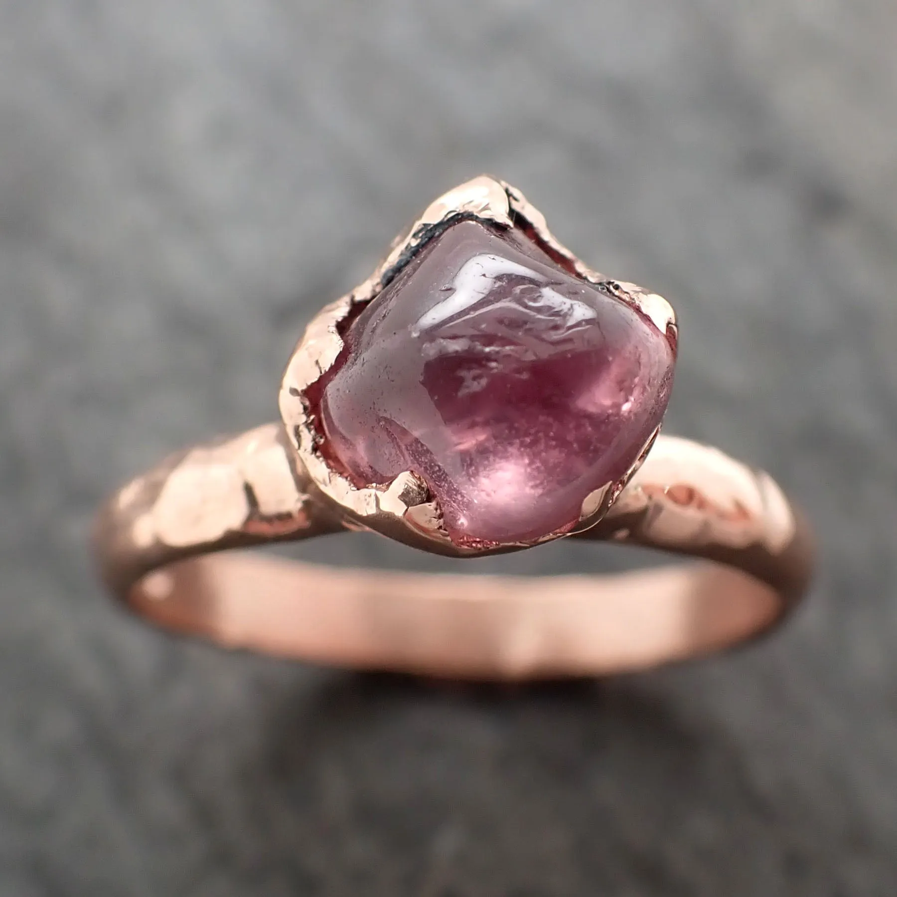 Sapphire tumbled pink tumbled 14k Rose gold Solitaire gemstone ring 2877