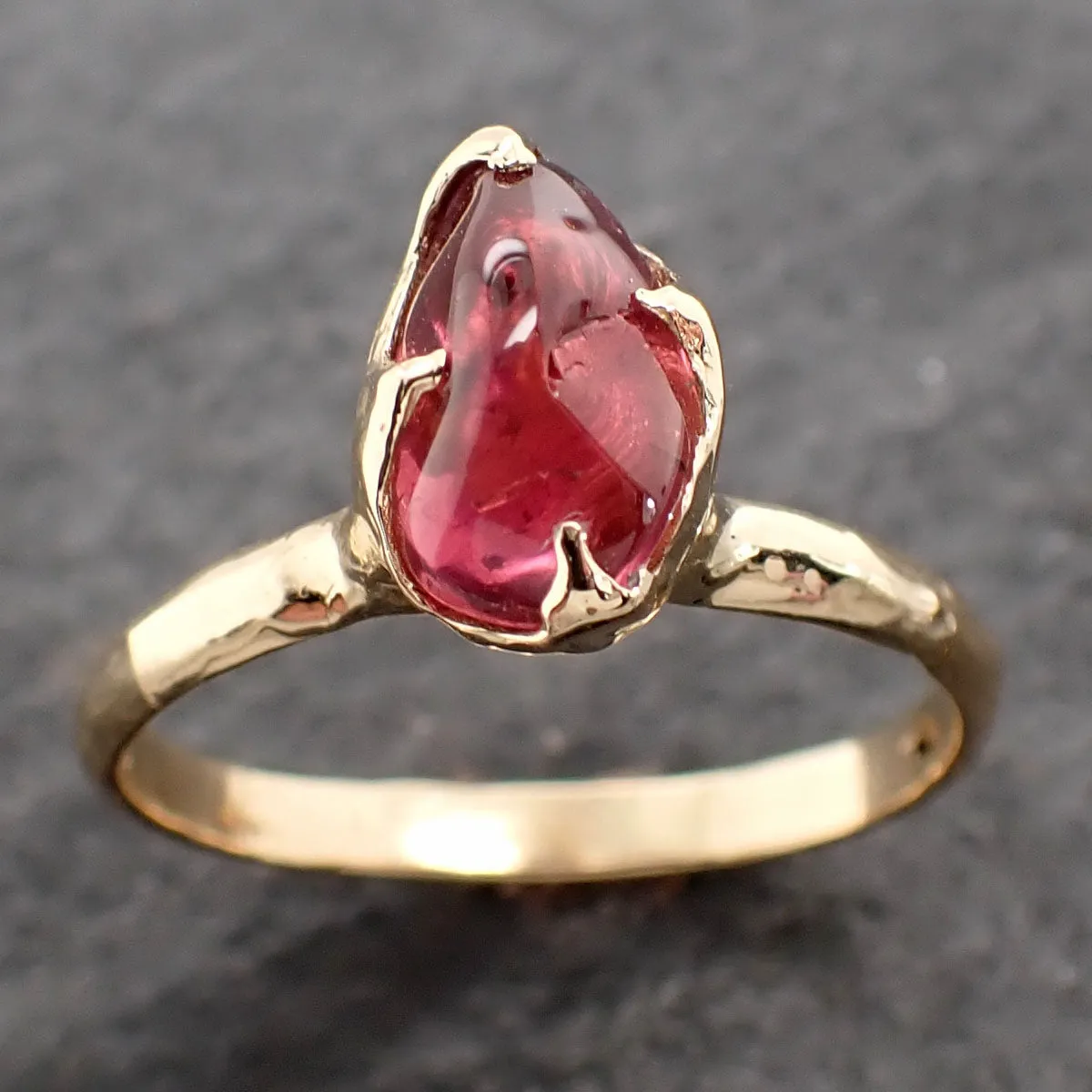 Sapphire tumbled pink tumbled yellow 18k gold Solitaire gemstone ring 2633