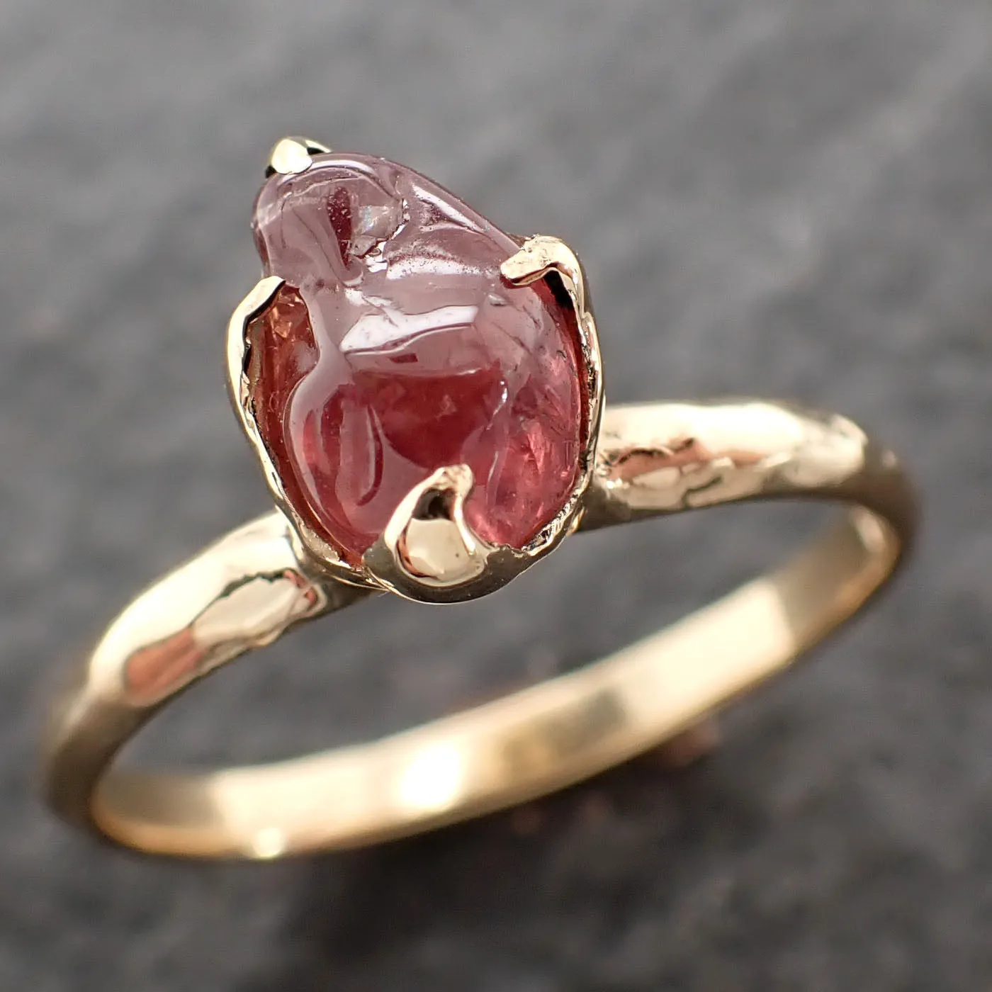 Sapphire tumbled pink tumbled yellow 18k gold Solitaire gemstone ring 2637