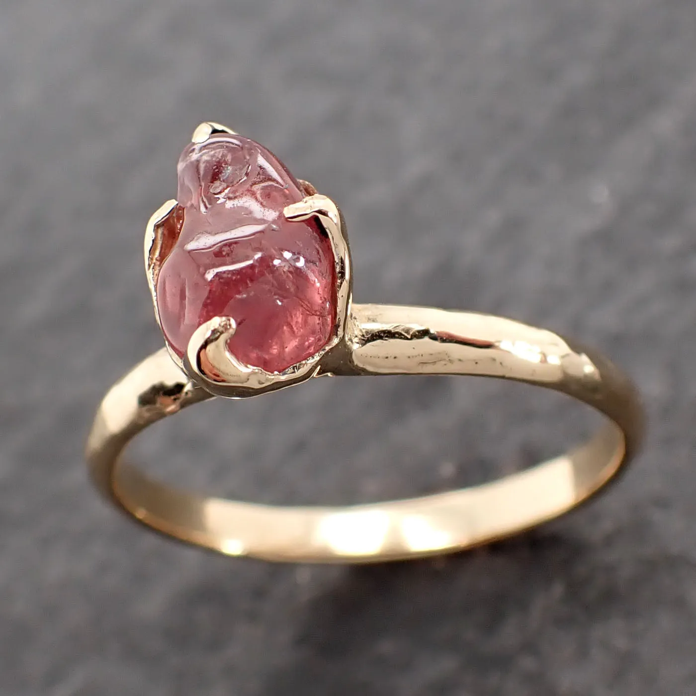 Sapphire tumbled pink tumbled yellow 18k gold Solitaire gemstone ring 2637