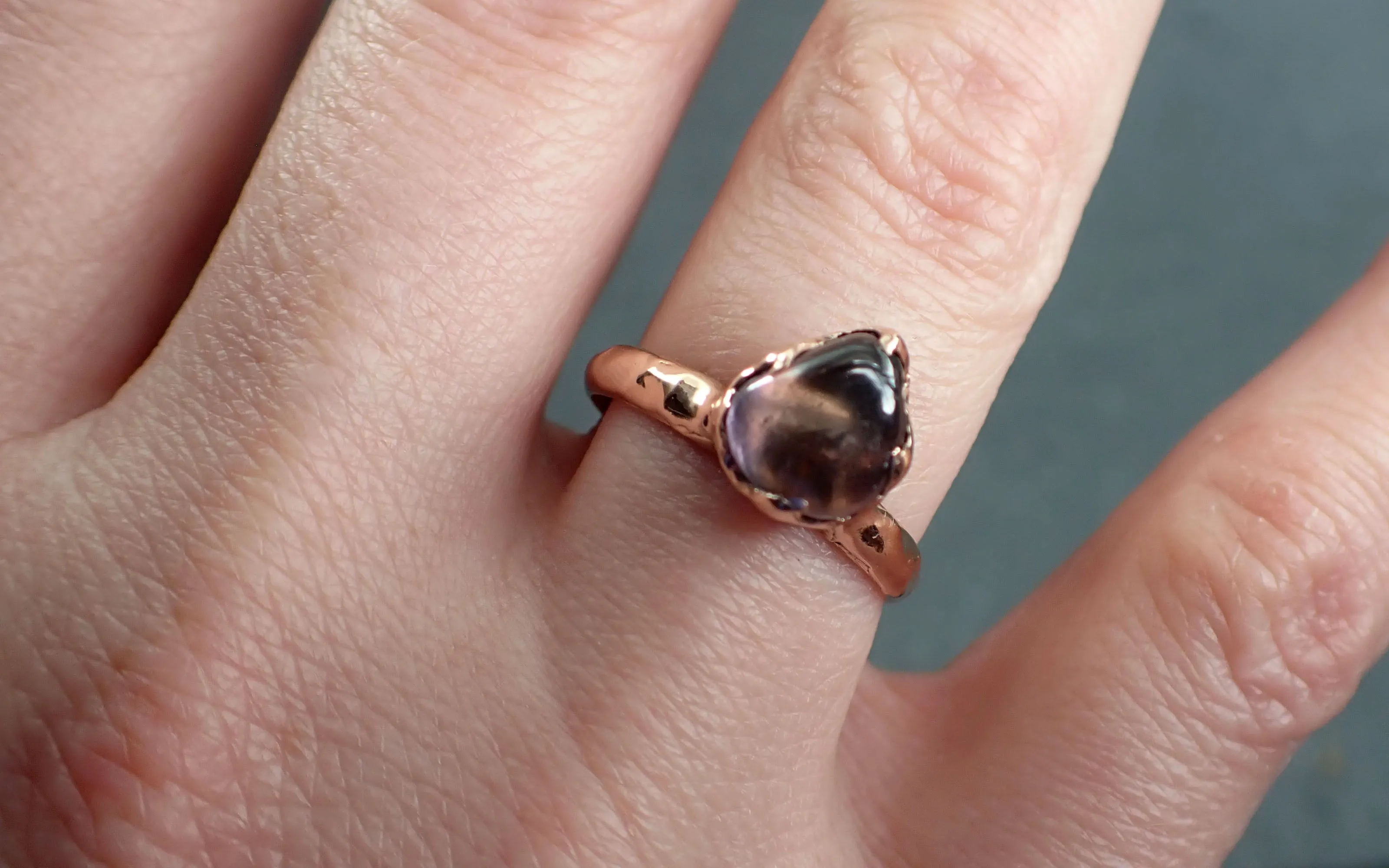 Sapphire Tumbled Purple tumbled 14k Rose gold Solitaire gemstone ring 2880
