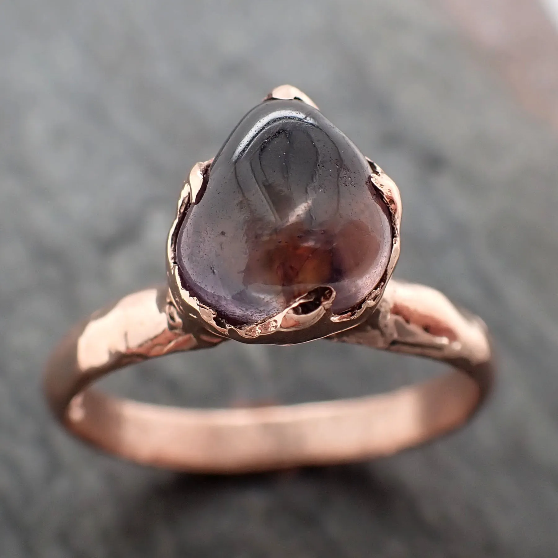Sapphire Tumbled Purple tumbled 14k Rose gold Solitaire gemstone ring 2880