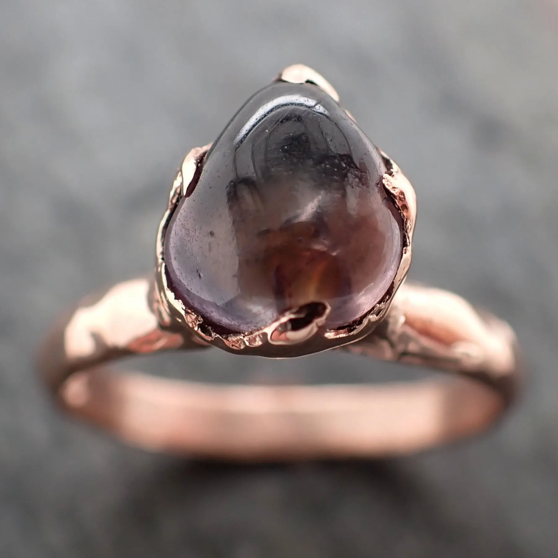 Sapphire Tumbled Purple tumbled 14k Rose gold Solitaire gemstone ring 2880