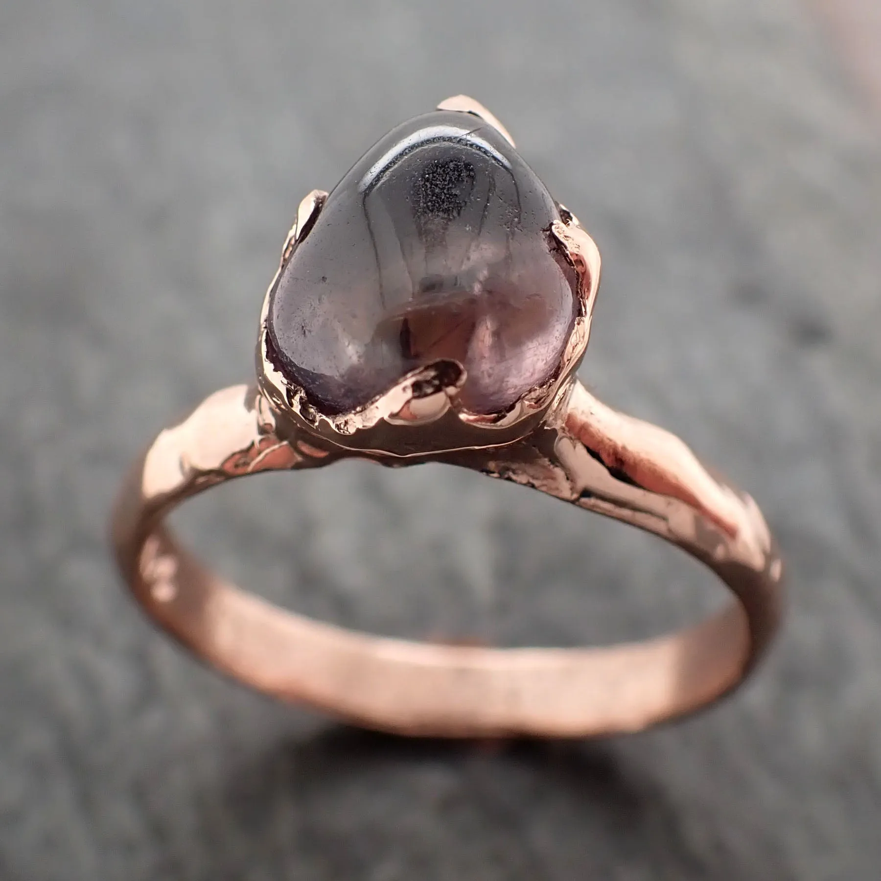 Sapphire Tumbled Purple tumbled 14k Rose gold Solitaire gemstone ring 2880