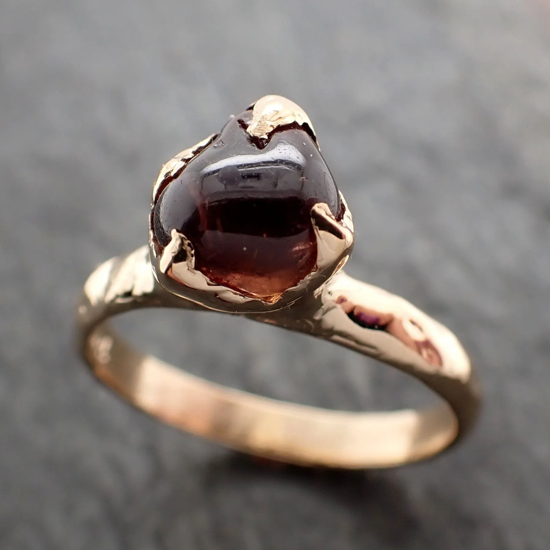 Sapphire tumbled red tumbled yellow 18k gold Solitaire gemstone ring 2890