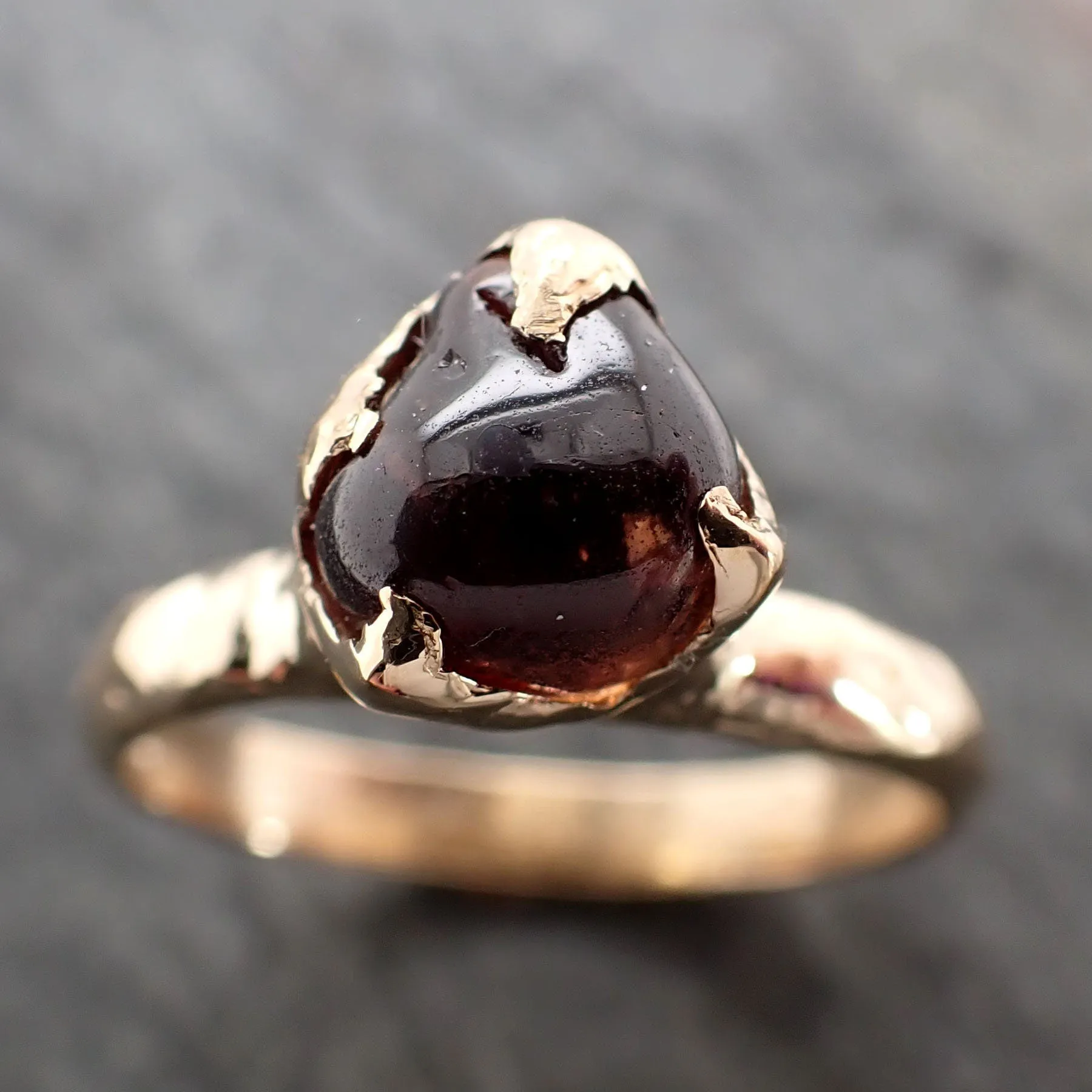Sapphire tumbled red tumbled yellow 18k gold Solitaire gemstone ring 2890