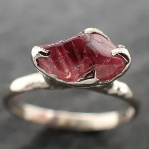 Sapphire tumbled White 14k gold Solitaire gemstone ring 2661