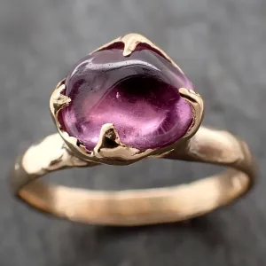 Sapphire tumbled yellow 18k gold Solitaire pink tumbled gemstone ring 2815