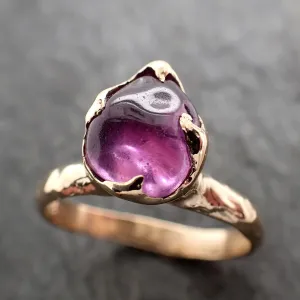 Sapphire tumbled yellow 18k gold Solitaire pink tumbled gemstone ring 2893