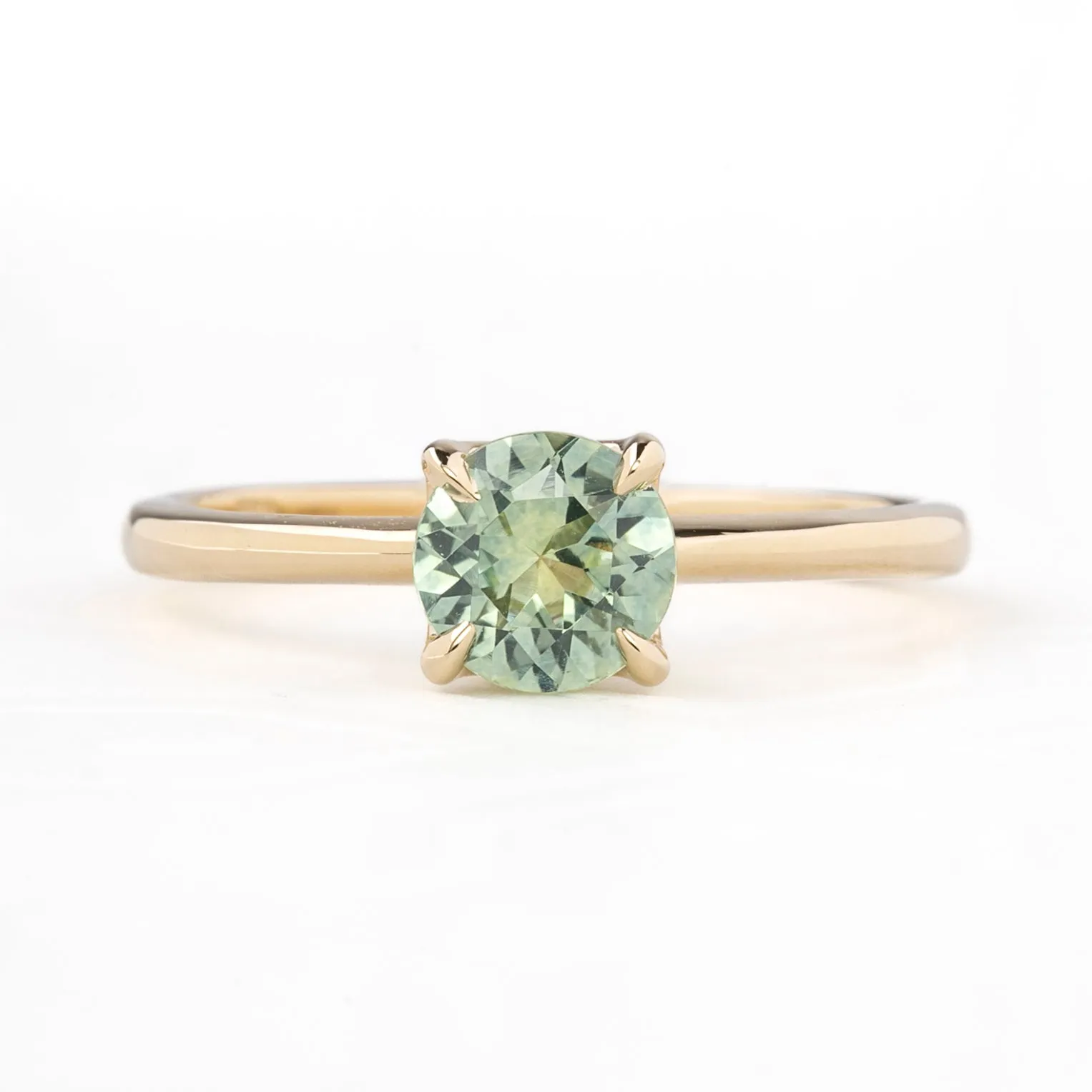 Sara Ring 0.95ct Light Aqua Blue Green Montana Sapphire, 14k Yellow Gold (One of a kind)