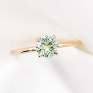 Sara Ring 0.95ct Light Aqua Blue Green Montana Sapphire, 14k Yellow Gold (One of a kind)