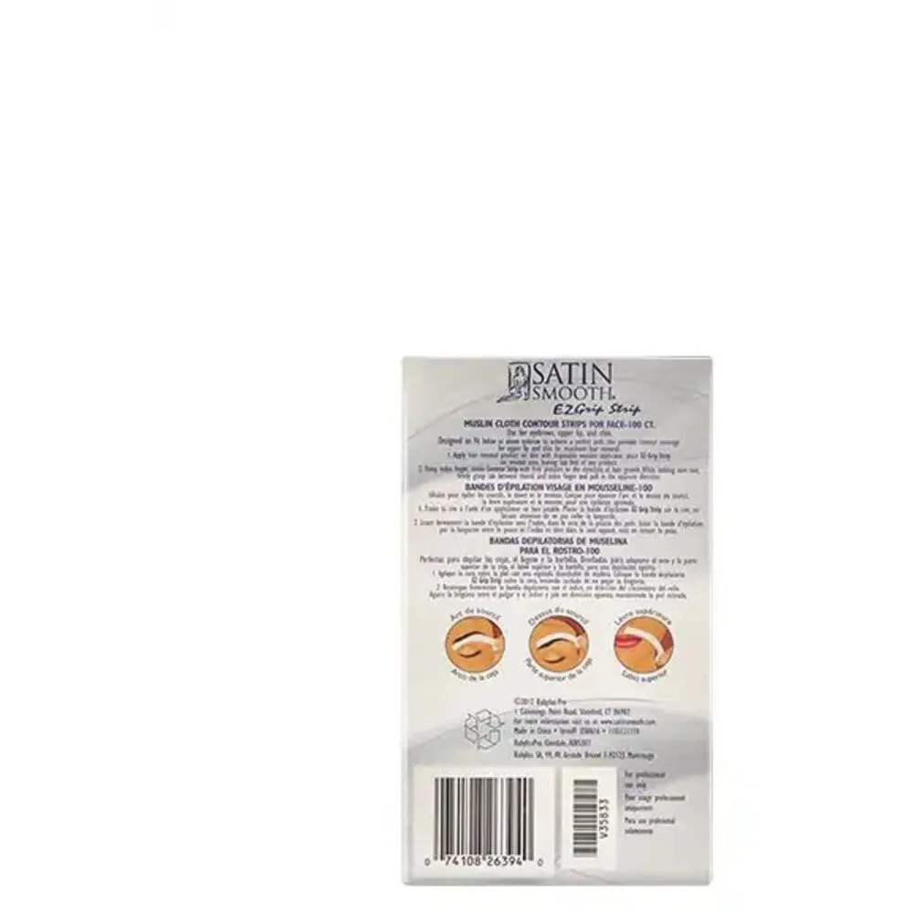 Satin Smooth EZ Grip Muslin Contour Cloth Facial Strip / 100 Count