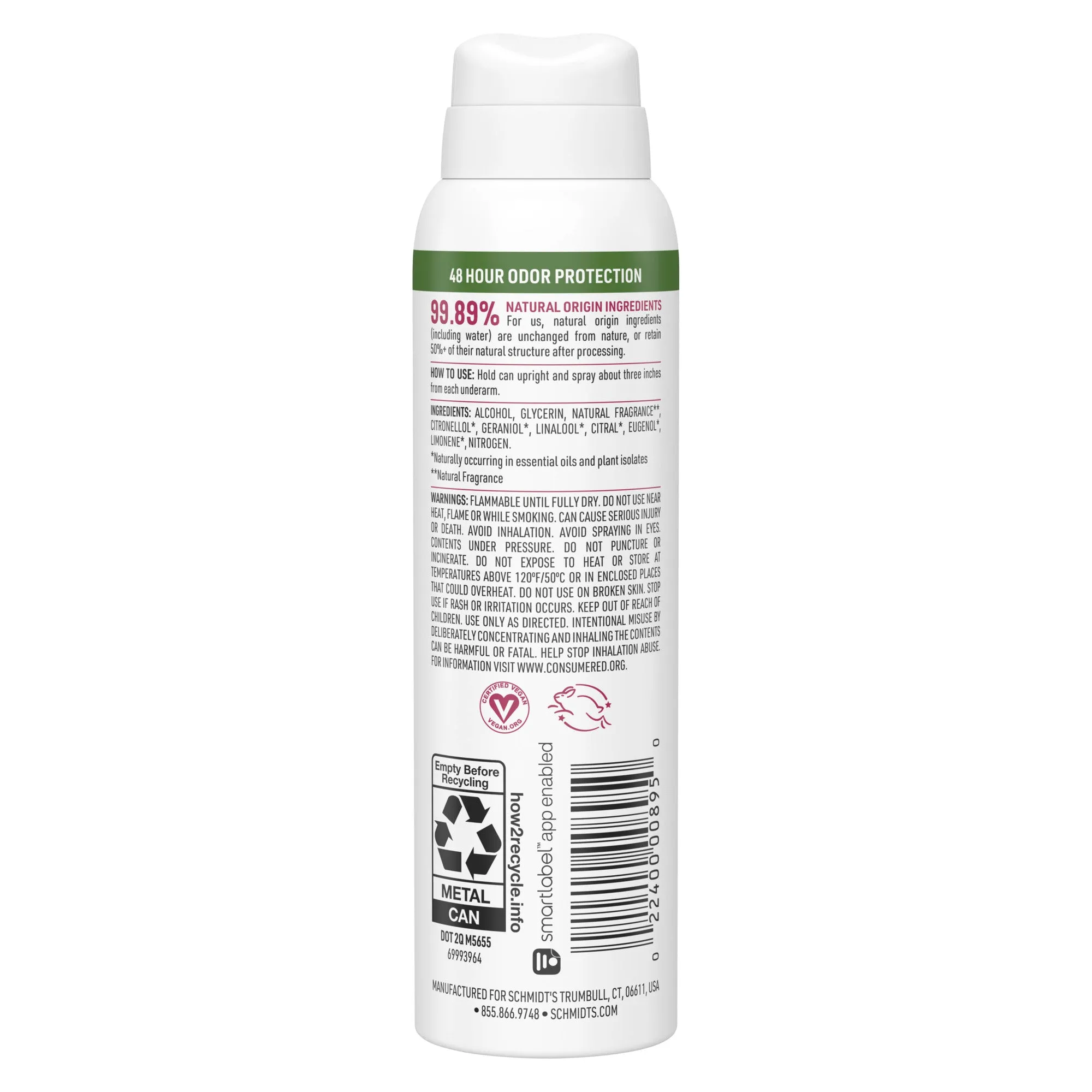 Schmidt's Rose & Vanilla Natural Deodorant Spray 91g