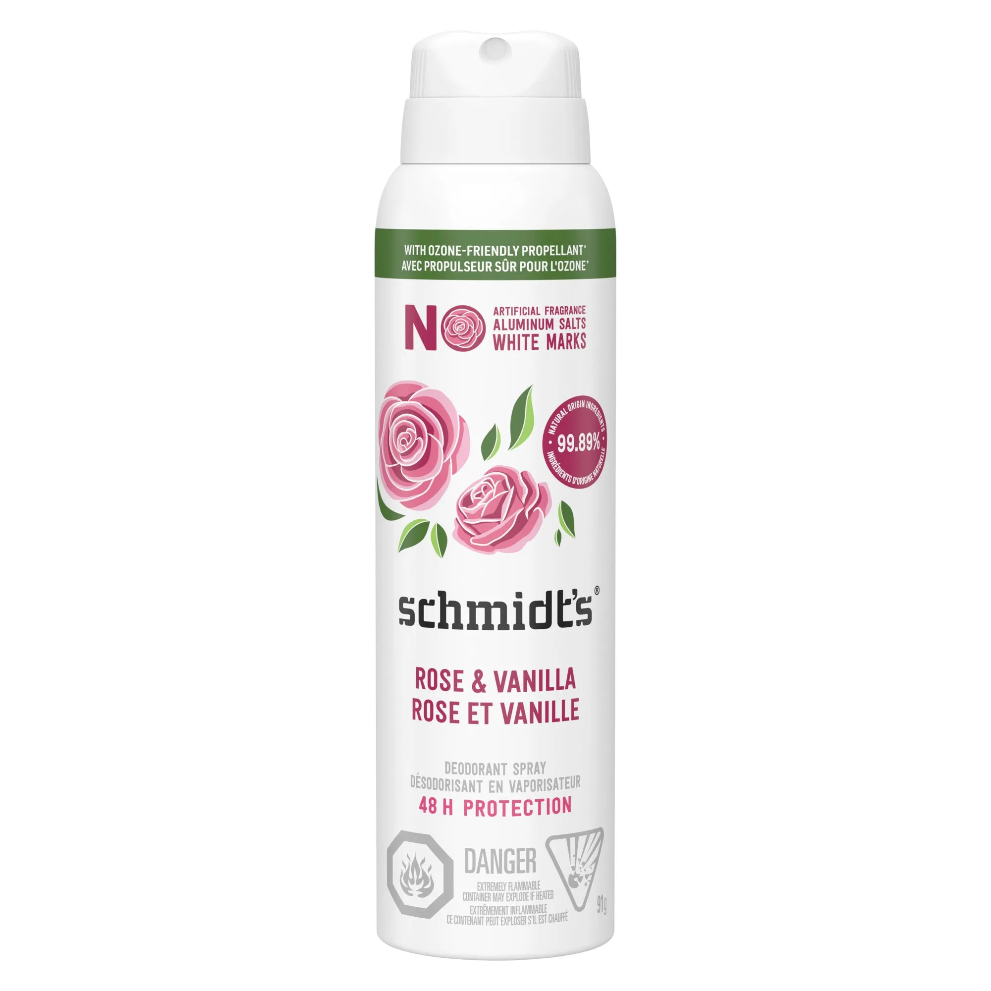 Schmidt's Rose & Vanilla Natural Deodorant Spray 91g