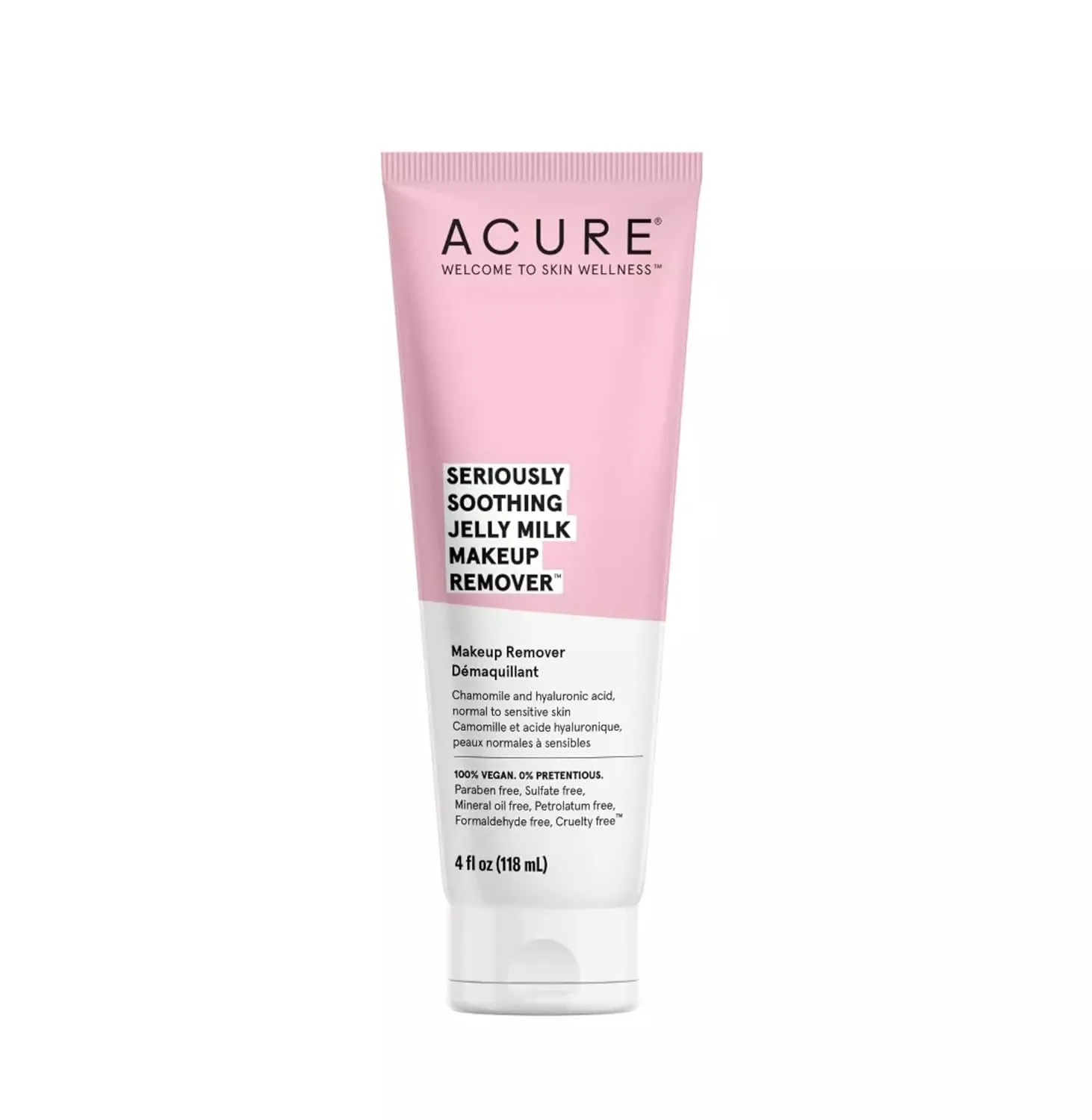 Seriously Soothing Jelly Milk Makeup Remover - Waterproof Make up Removal for Normal to Sensitive Skin - Moisturizing Finish - Milky Texture with Chamomile & Hyaluronic Acid -100% Vegan- 4 Fl Oz
