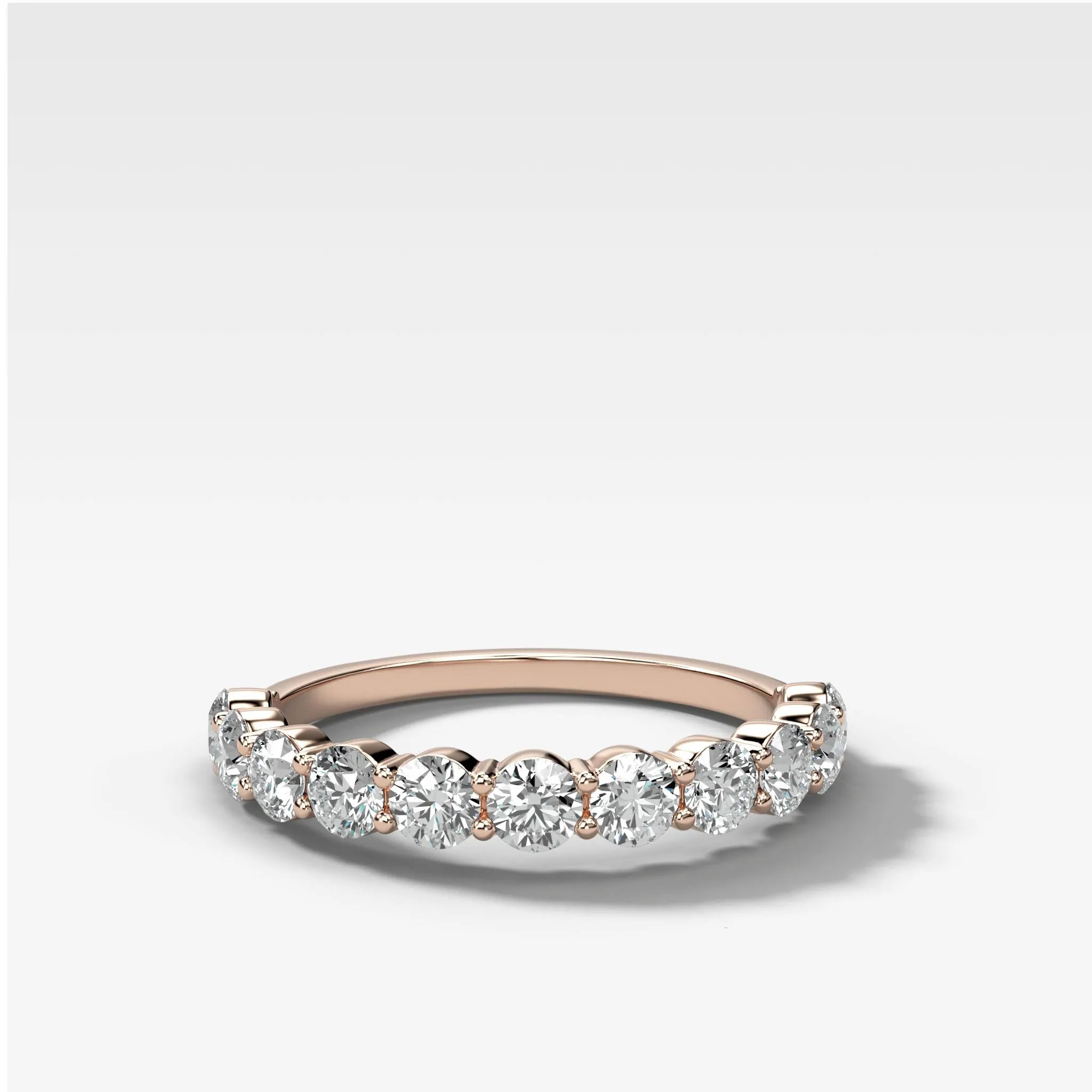 Shared Prong Wedding Band With Round Diamonds