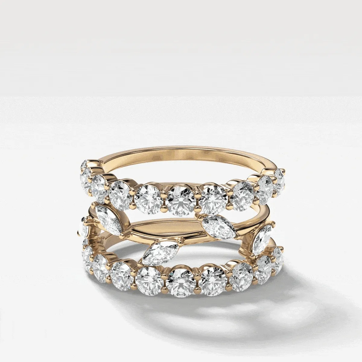 Shared Prong Wedding Band With Round Diamonds