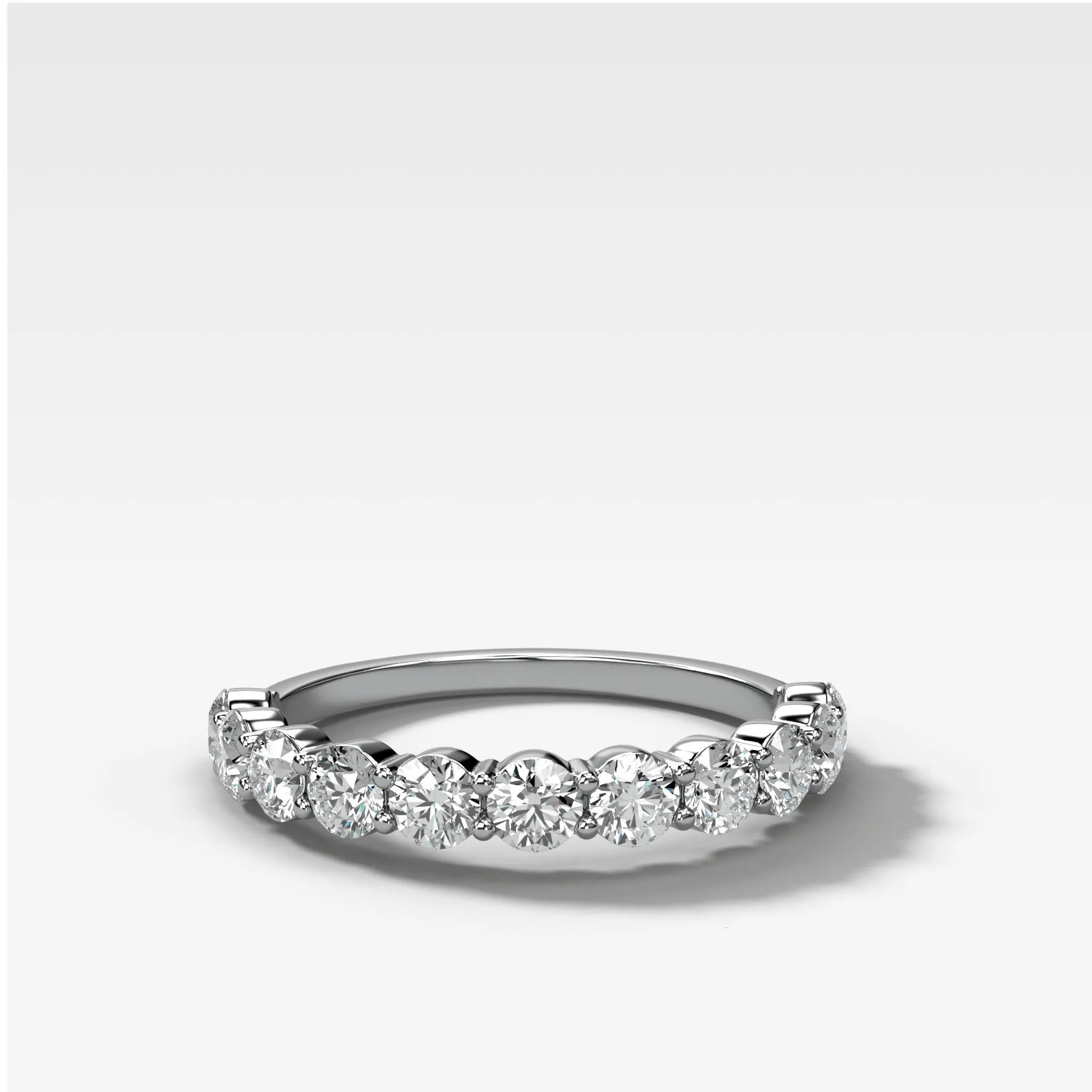 Shared Prong Wedding Band With Round Diamonds