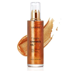 Shimmer Body Oil Bronze Gold 5 Color Bronze 3.38 Fl Oz Face Glow Pearl Highlighter Illuminator Body Makeup Shine Glitter Gold Liquid Taning