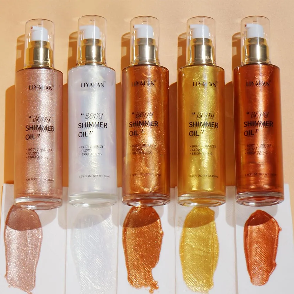 Shimmer Body Oil Bronze Gold 5 Color Bronze 3.38 Fl Oz Face Glow Pearl Highlighter Illuminator Body Makeup Shine Glitter Gold Liquid Taning