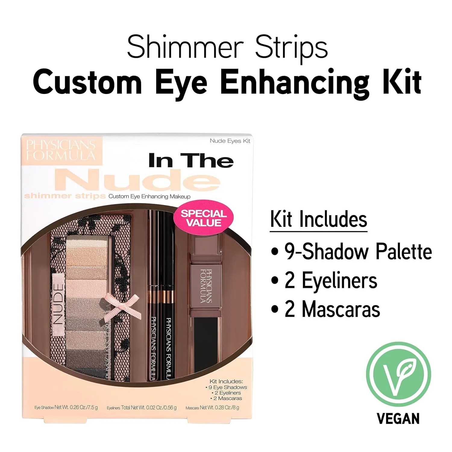 Shimmer Strips Custom Eye Enhancing Kit with Eyeshadow, Eyeliner & Mascara, Nude