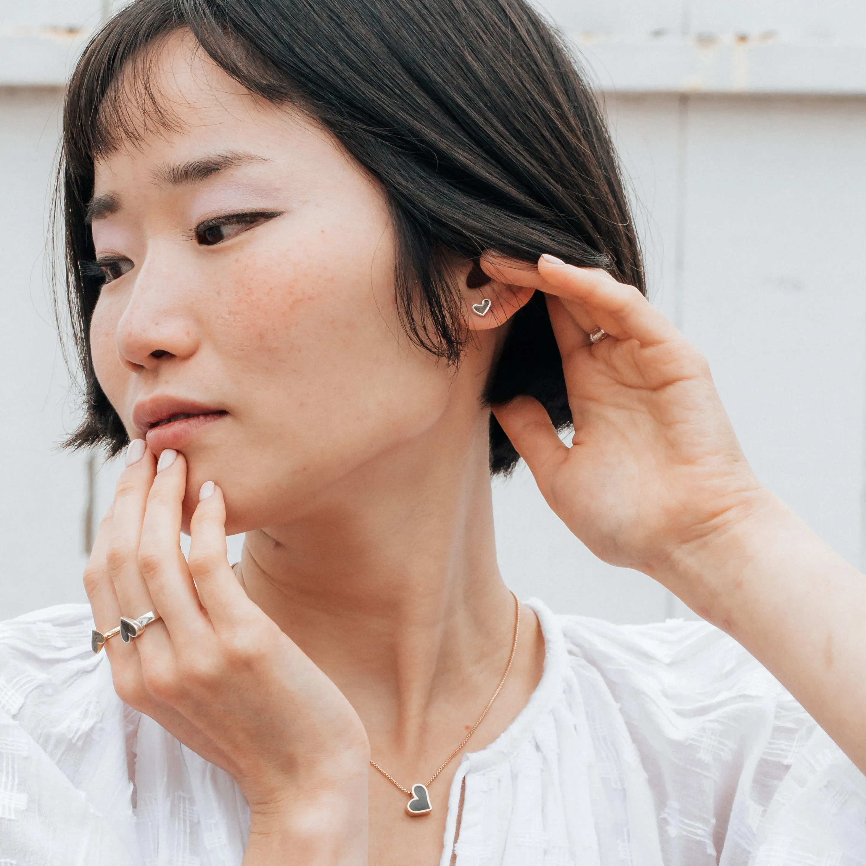 Signature Heart Stud Cremation Earrings in 14K Rose Gold