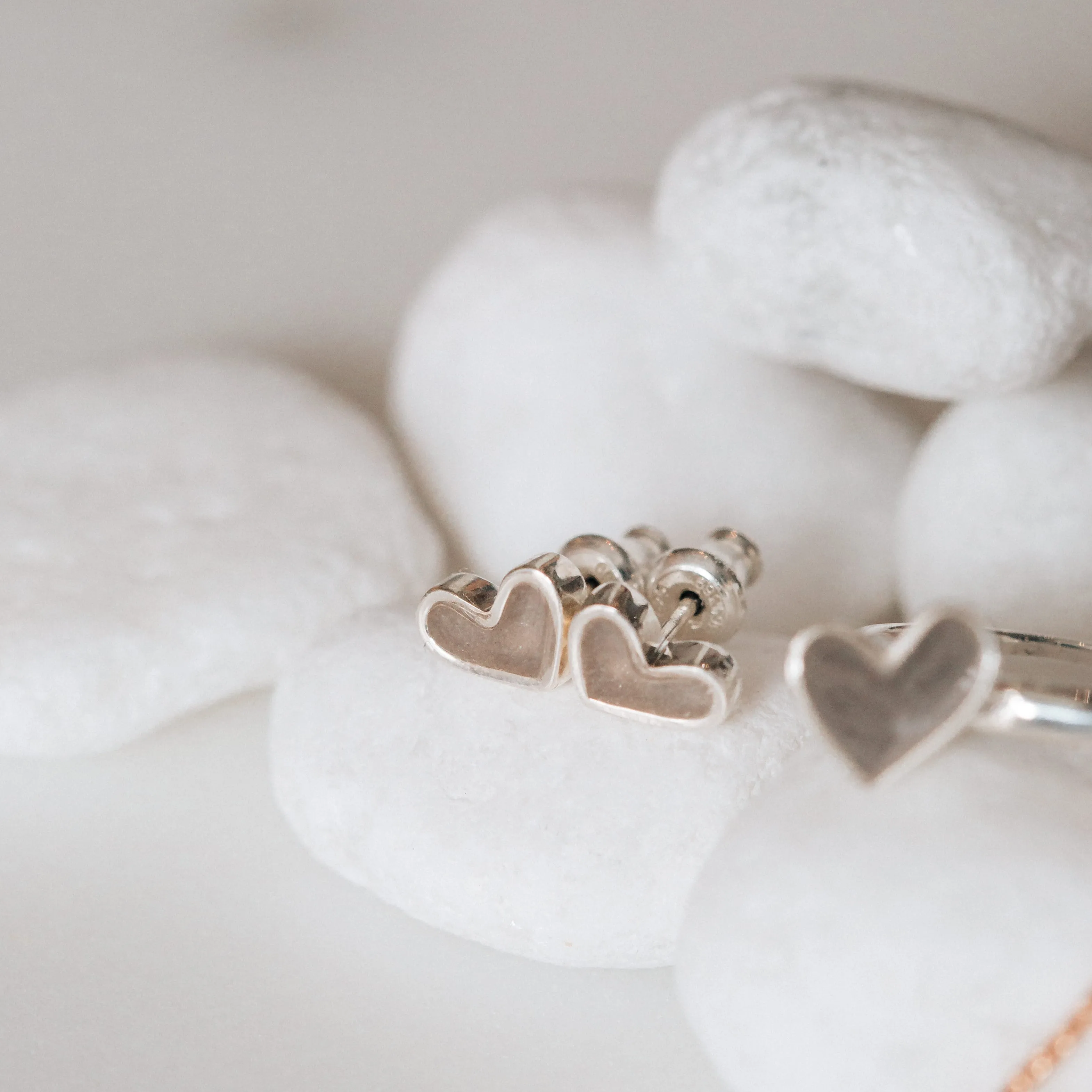 Signature Heart Stud Cremation Earrings in 14K Rose Gold