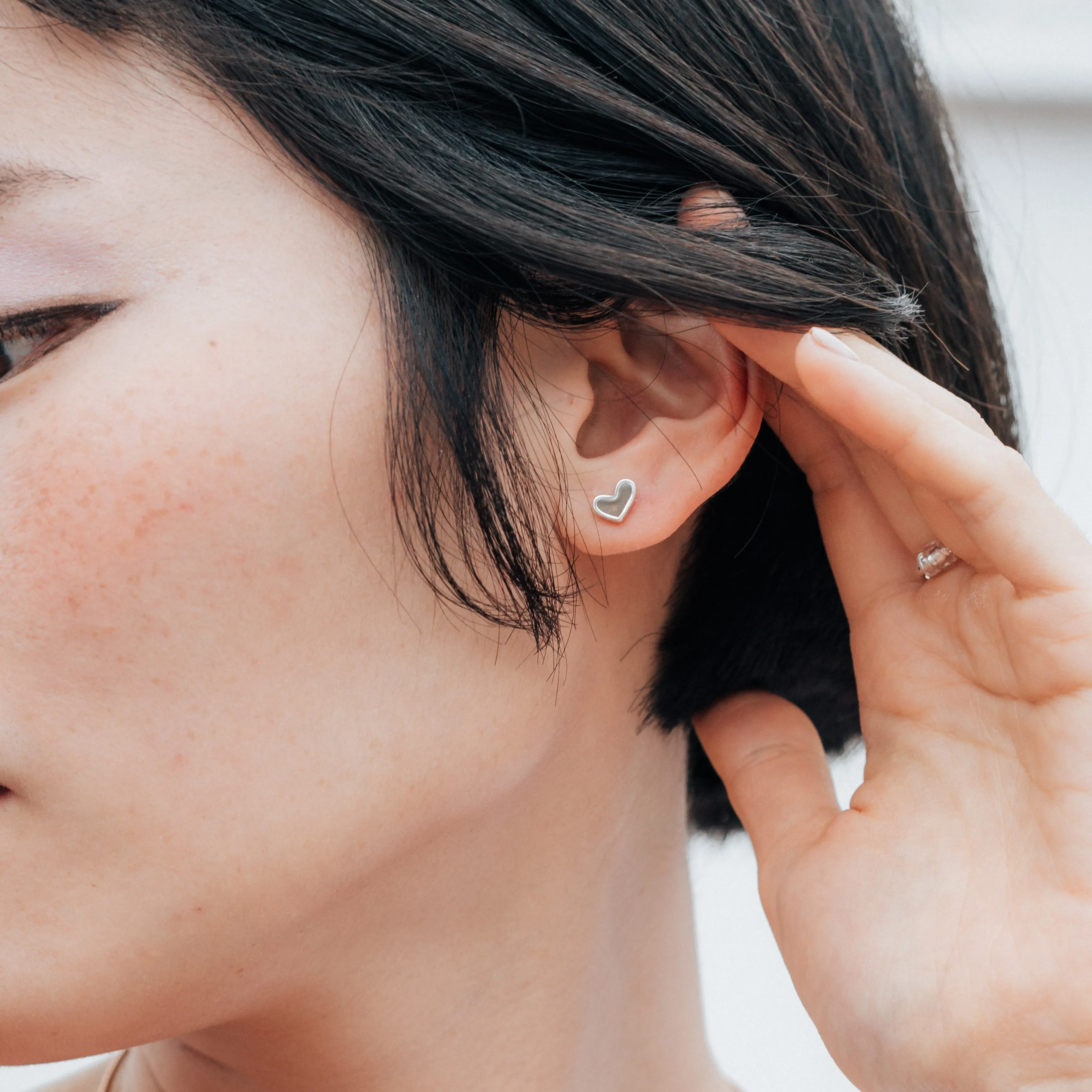 Signature Heart Stud Cremation Earrings in 14K Rose Gold