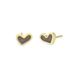 Signature Heart Stud Cremation Earrings in 14K Yellow Gold