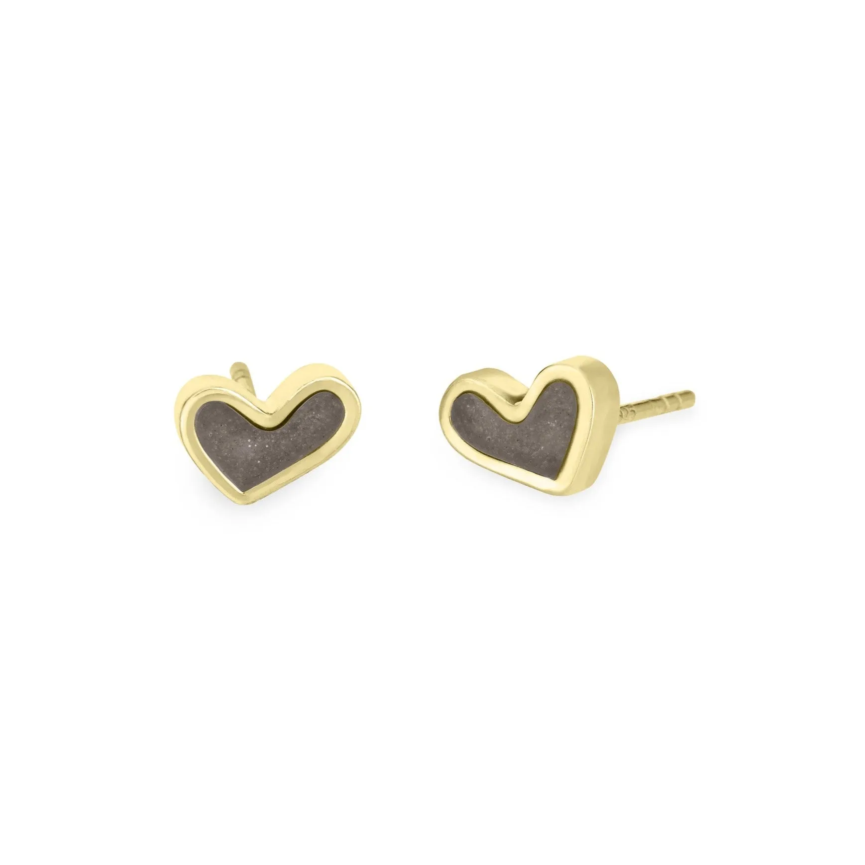 Signature Heart Stud Cremation Earrings in 14K Yellow Gold