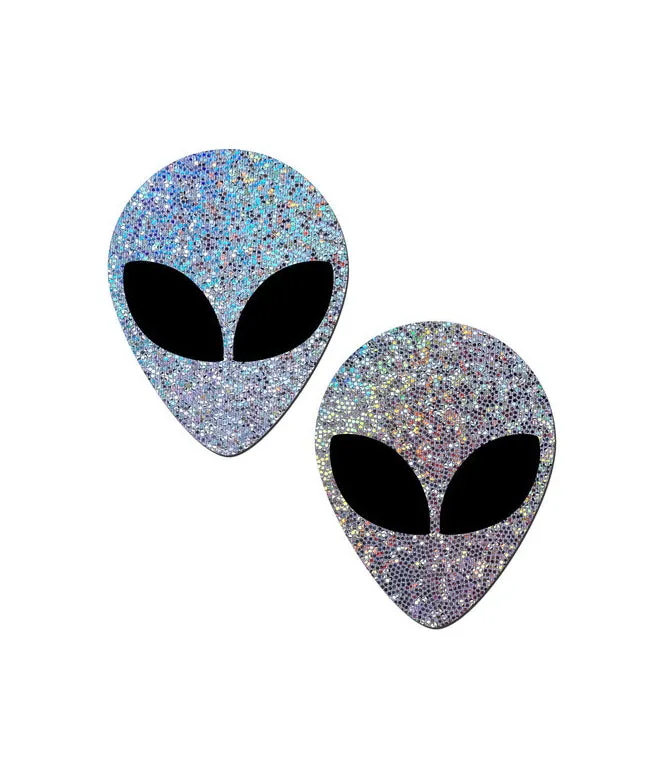 SILVER HOLOGRAM ALIEN NIPPLE PASTIES