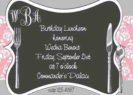 SILVERWARE PLACE SETTING CUSTOM INVITATION