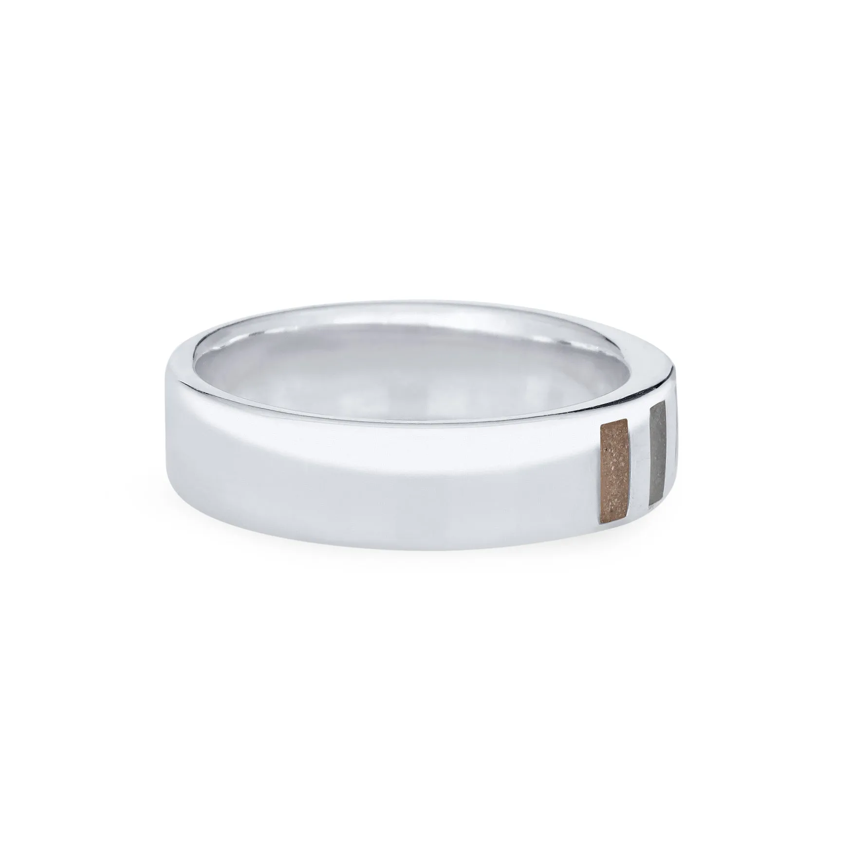 Simple Band Three Setting Cremation Ring in 14K White Gold