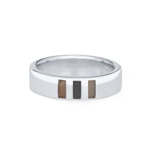Simple Band Three Setting Cremation Ring in 14K White Gold