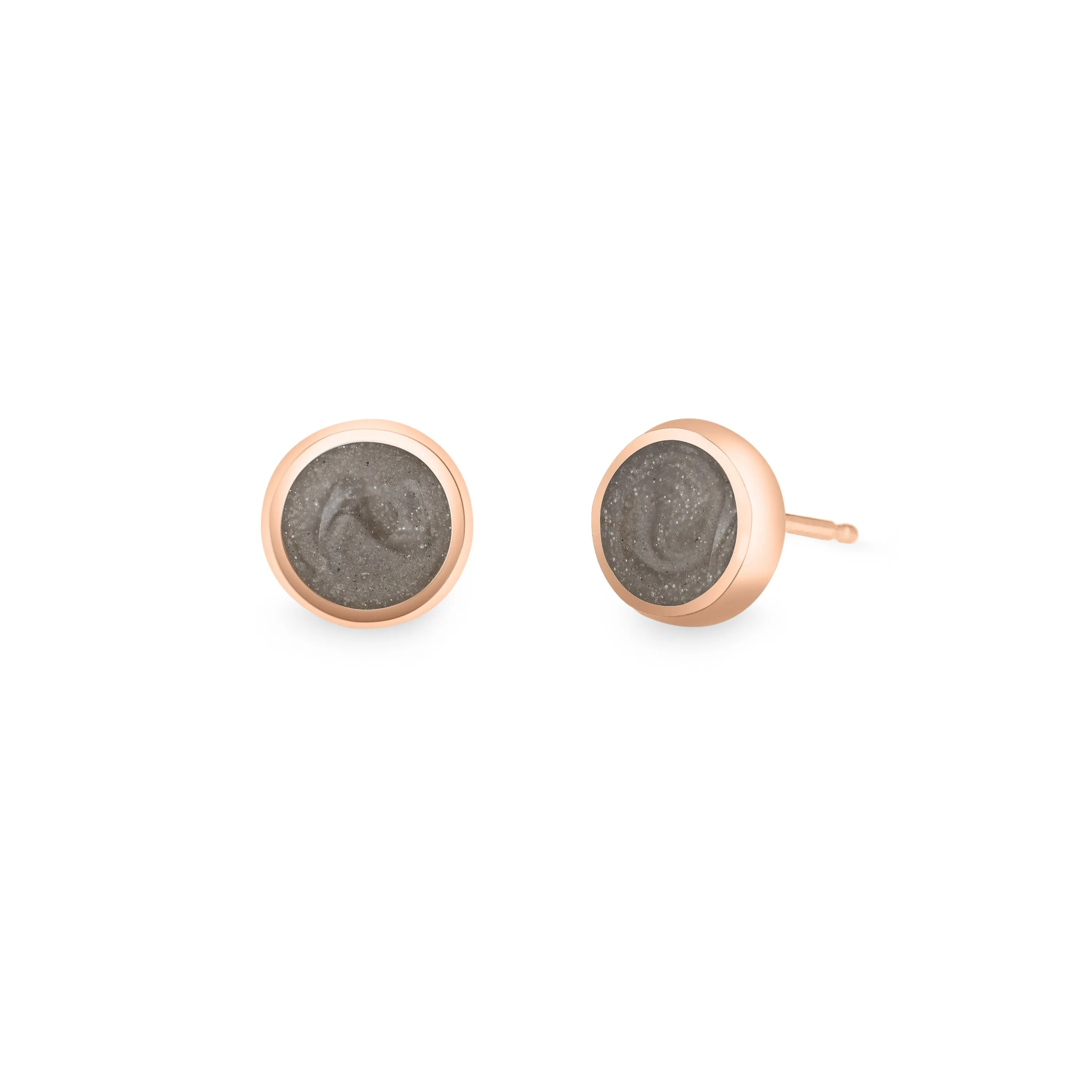 Simple Circle Stud Cremation Earrings in 14K Rose Gold