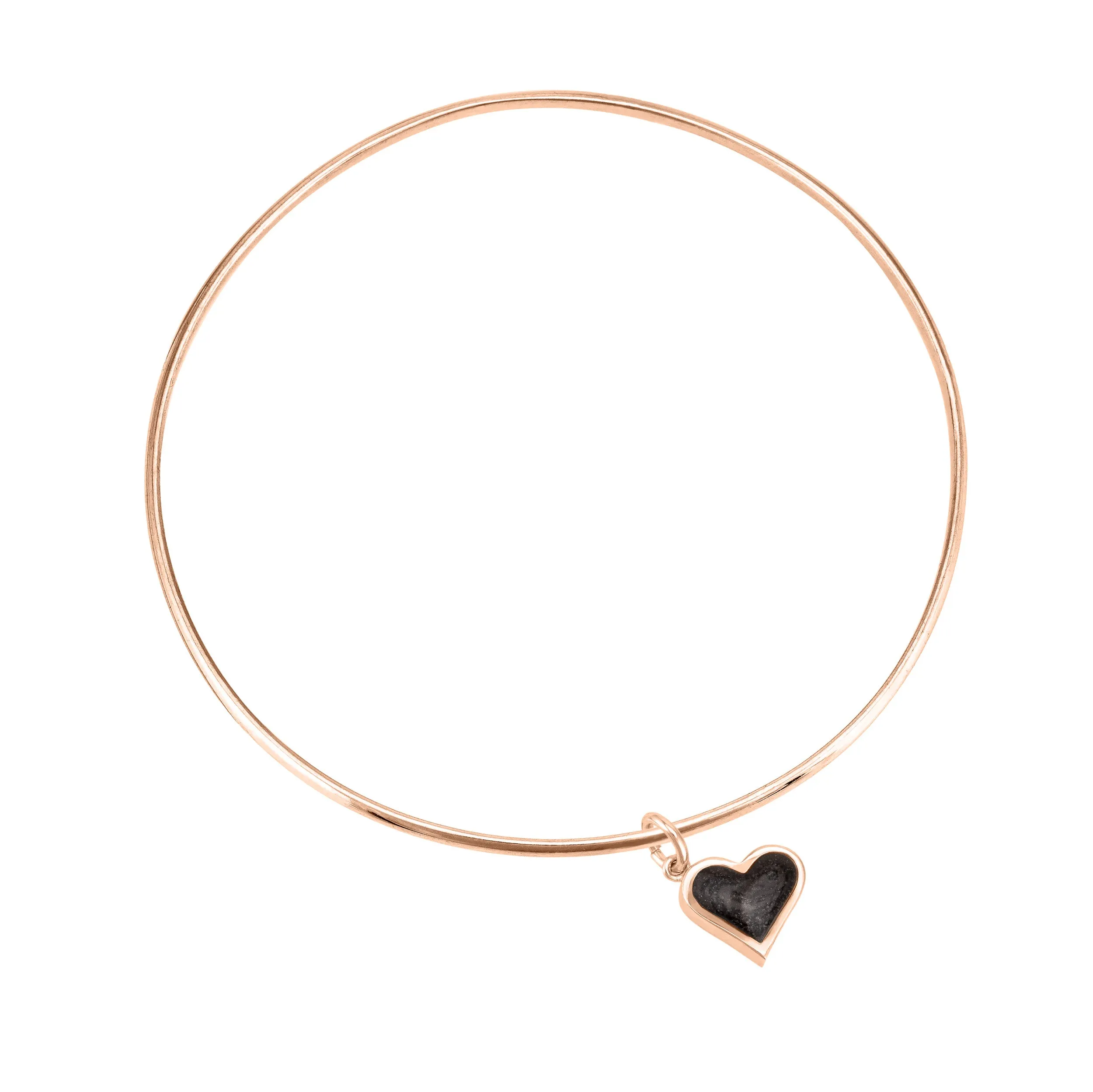 Single Bangle Bracelet with Various Cremation Charms in 14K Rose Gold