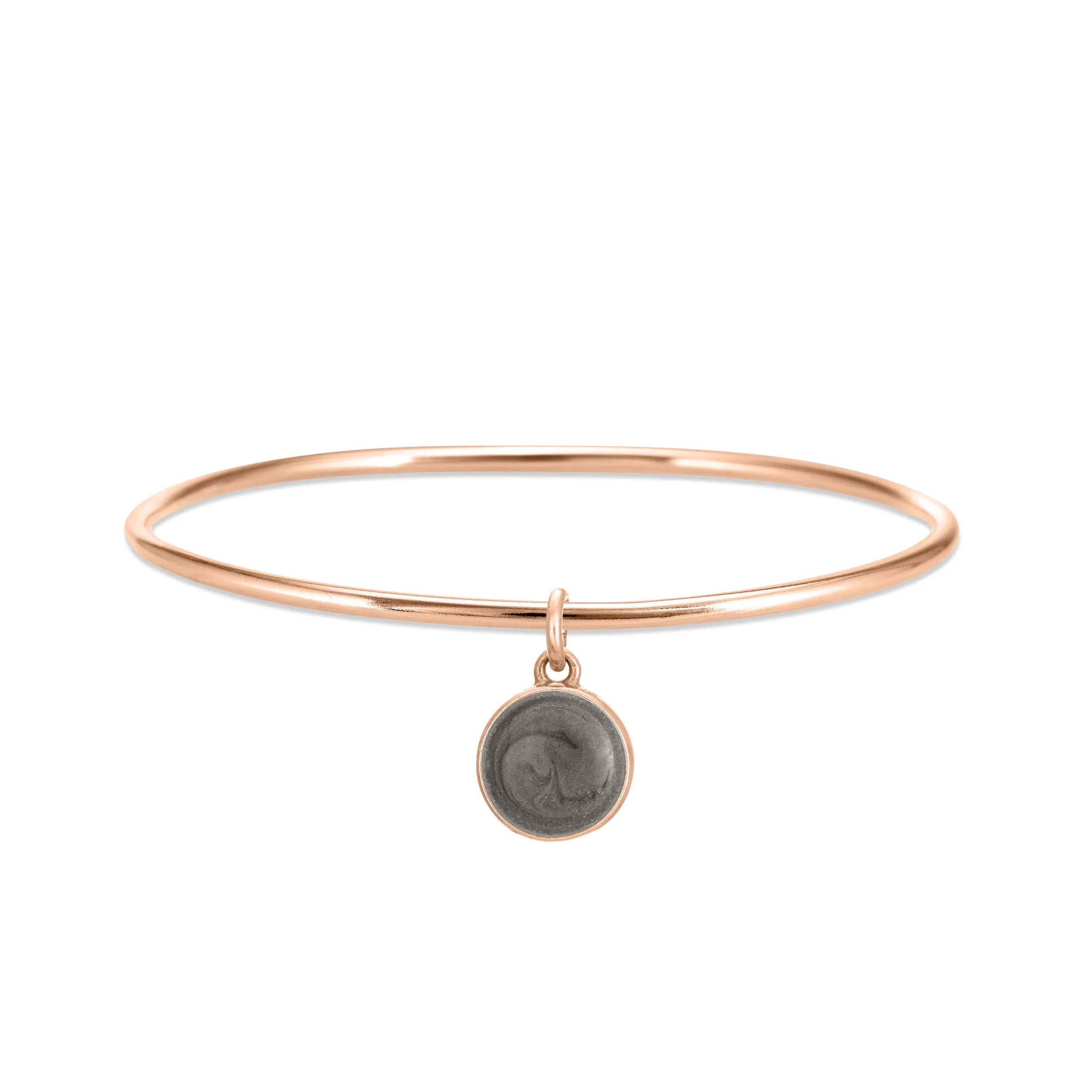 Single Bangle Bracelet with Various Cremation Charms in 14K Rose Gold