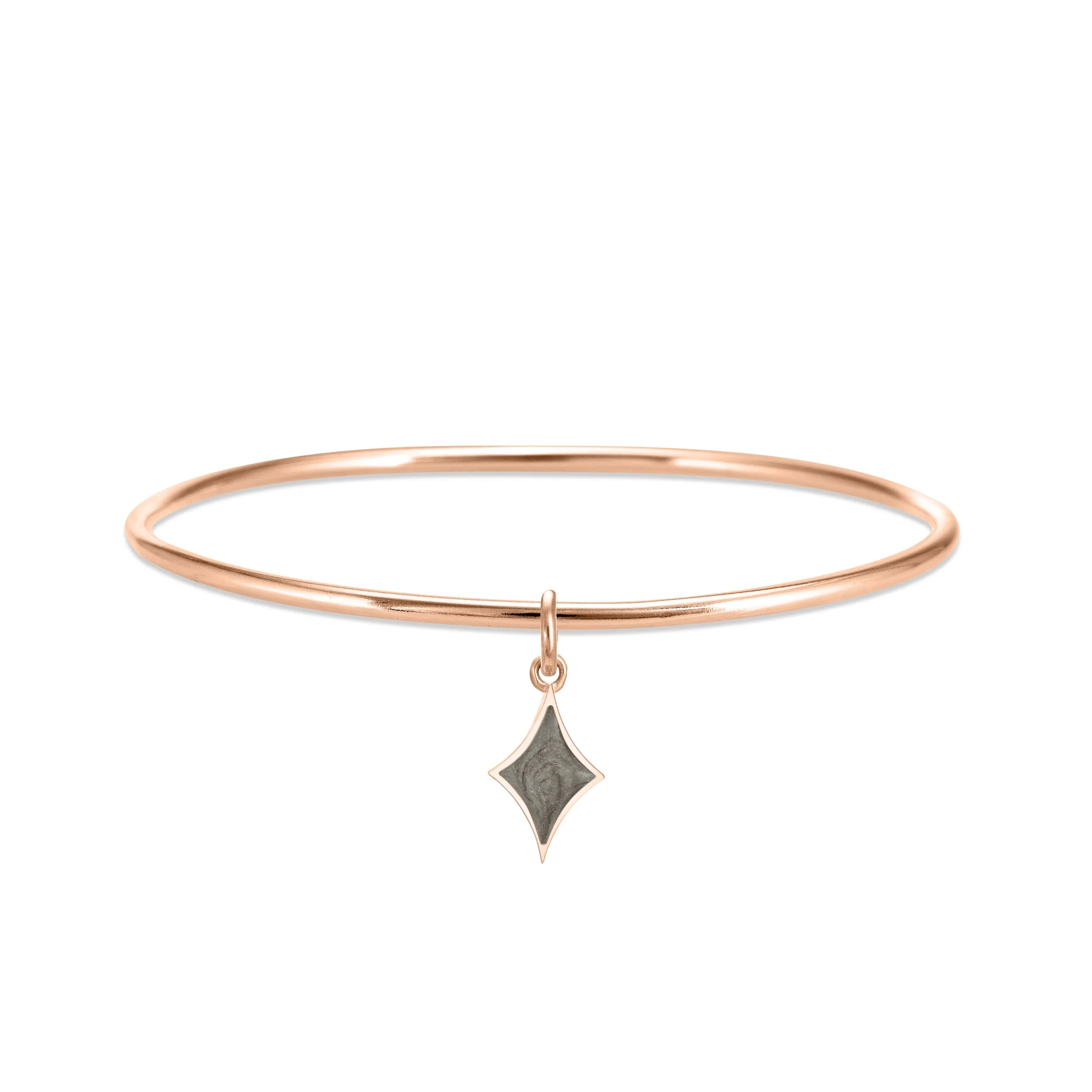 Single Bangle Bracelet with Various Cremation Charms in 14K Rose Gold