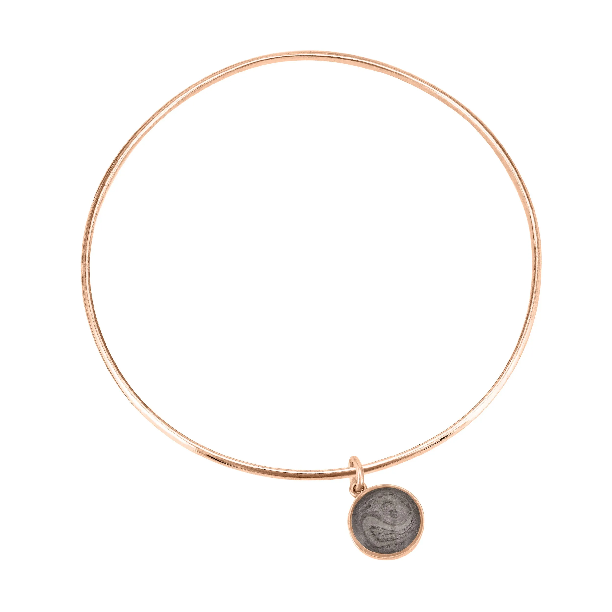 Single Bangle Bracelet with Various Cremation Charms in 14K Rose Gold