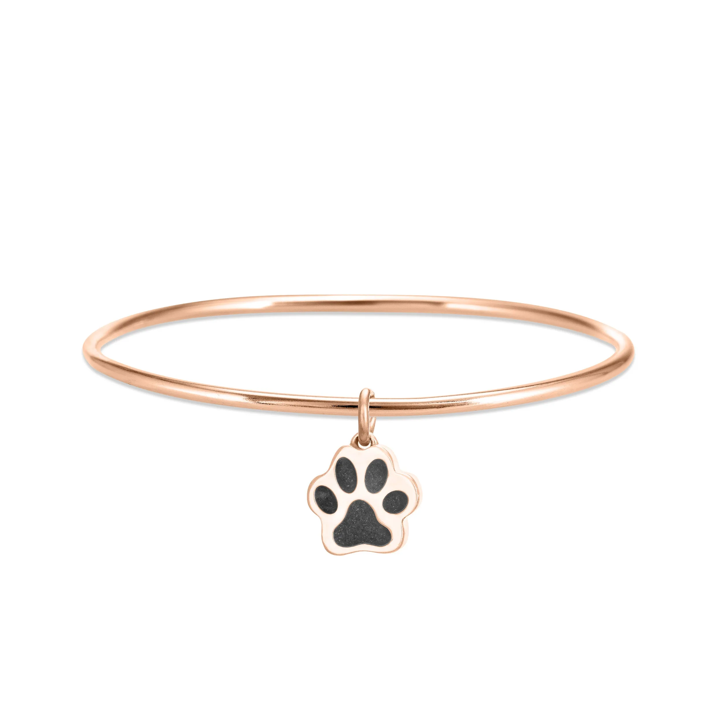 Single Bangle Bracelet with Various Cremation Charms in 14K Rose Gold