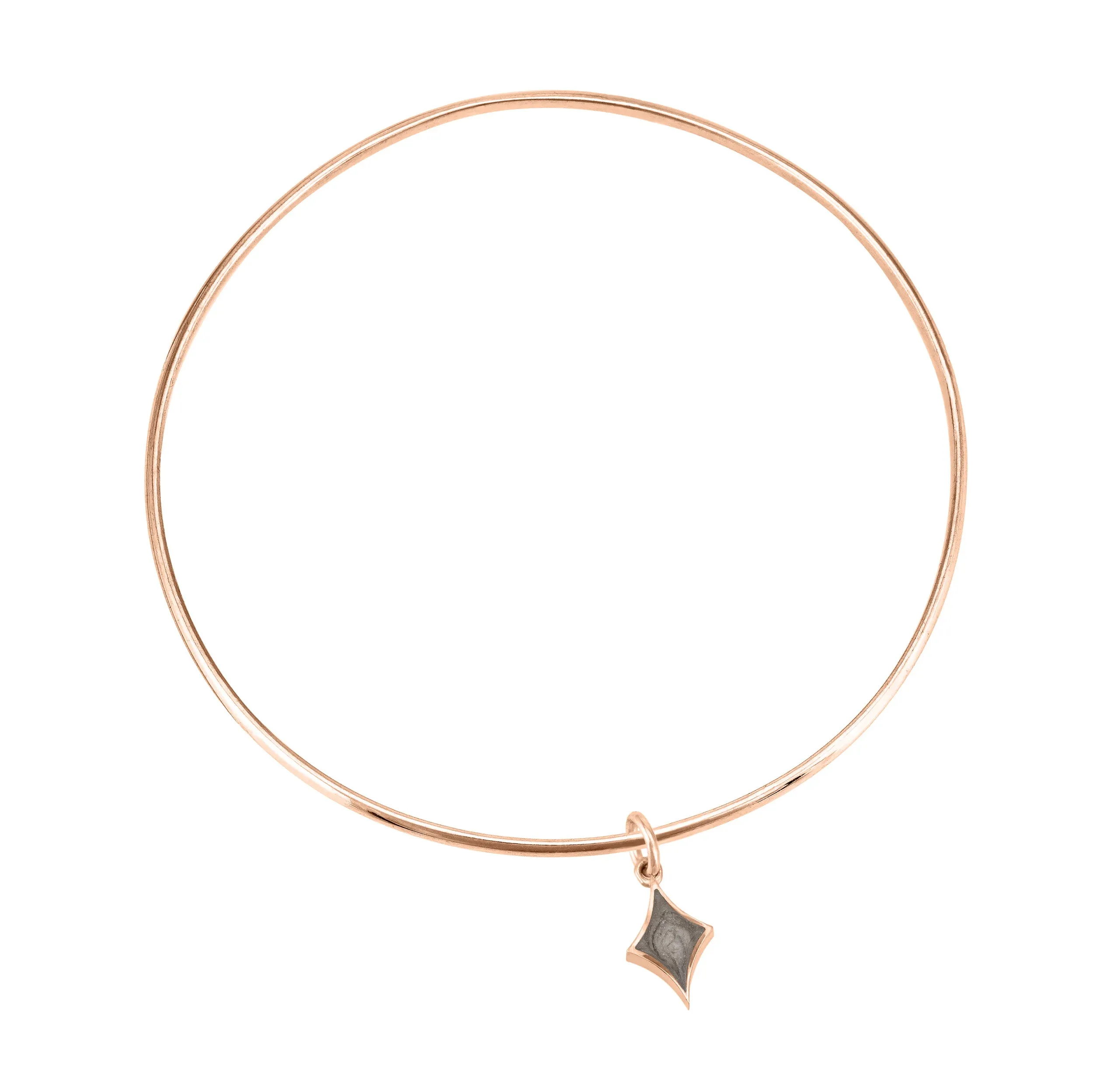 Single Bangle Bracelet with Various Cremation Charms in 14K Rose Gold