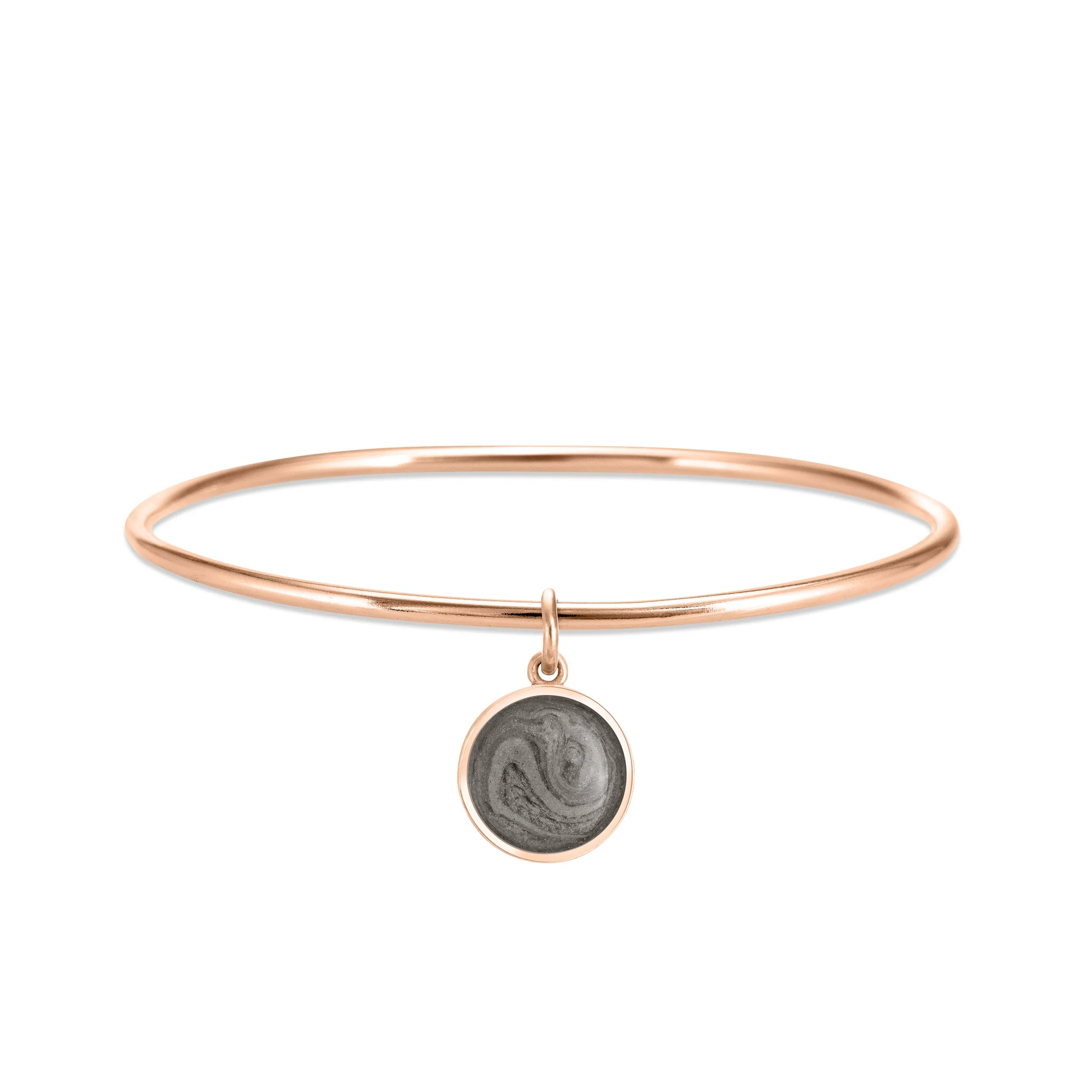 Single Bangle Bracelet with Various Cremation Charms in 14K Rose Gold