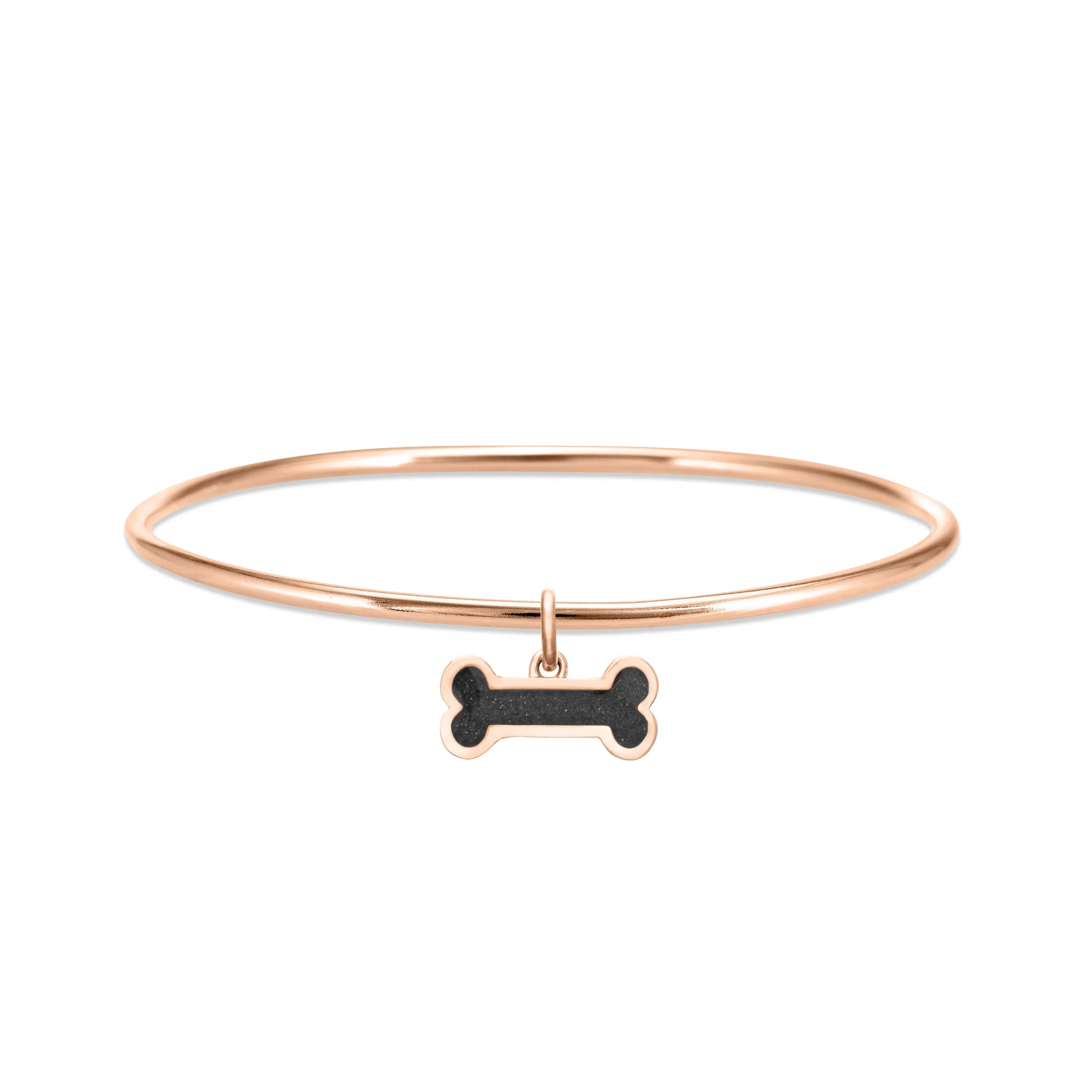 Single Bangle Bracelet with Various Cremation Charms in 14K Rose Gold