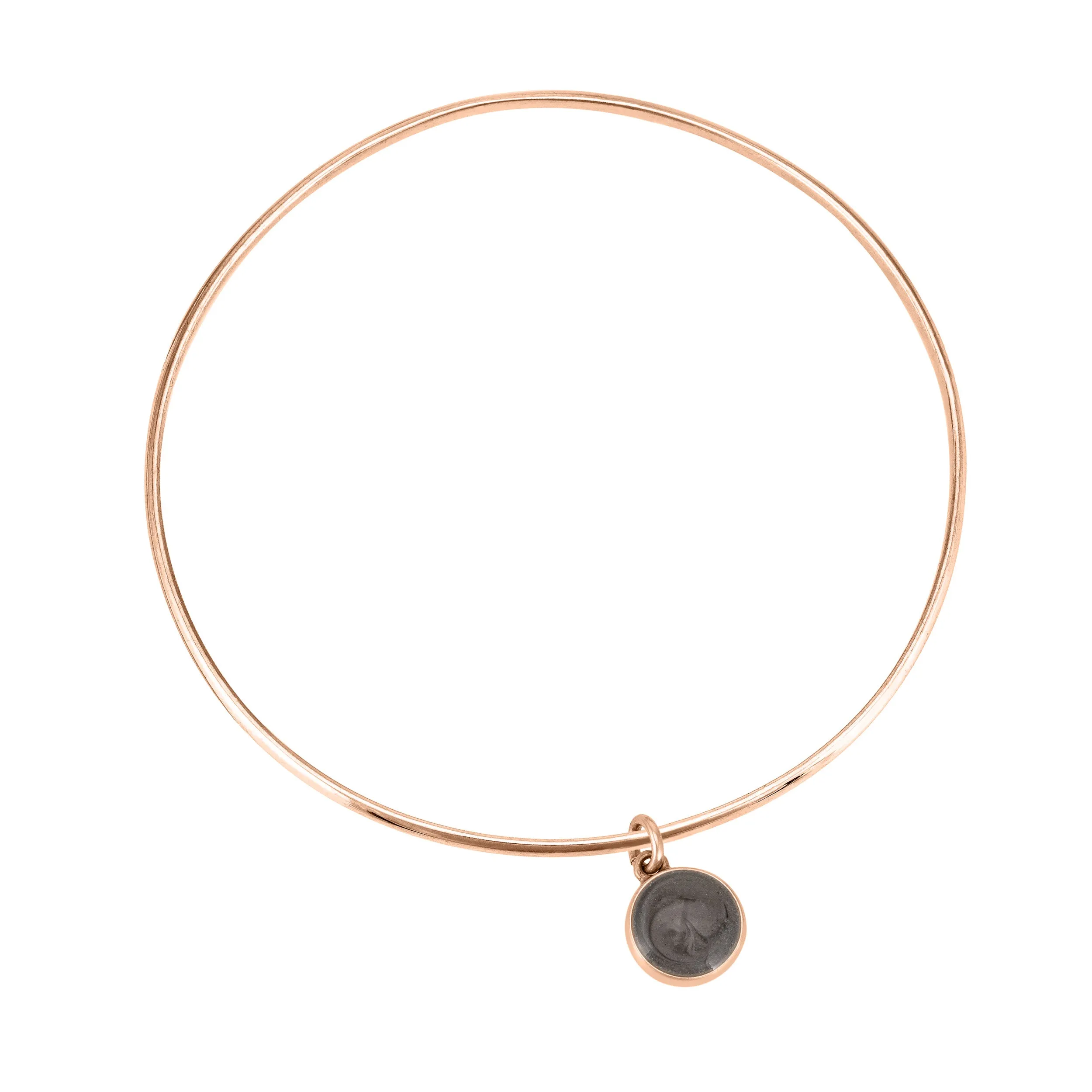 Single Bangle Bracelet with Various Cremation Charms in 14K Rose Gold